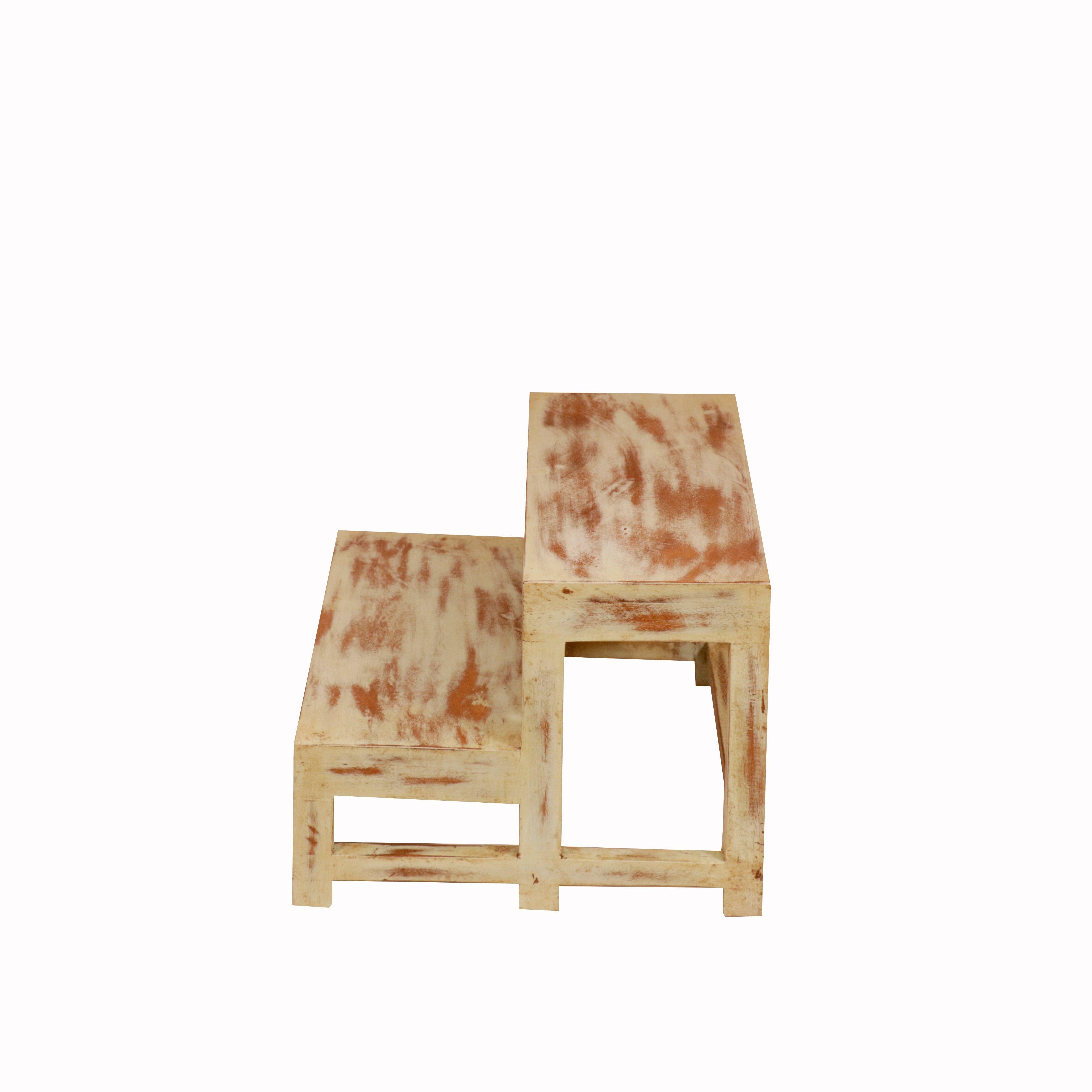 Distressed White Step Stool Stool