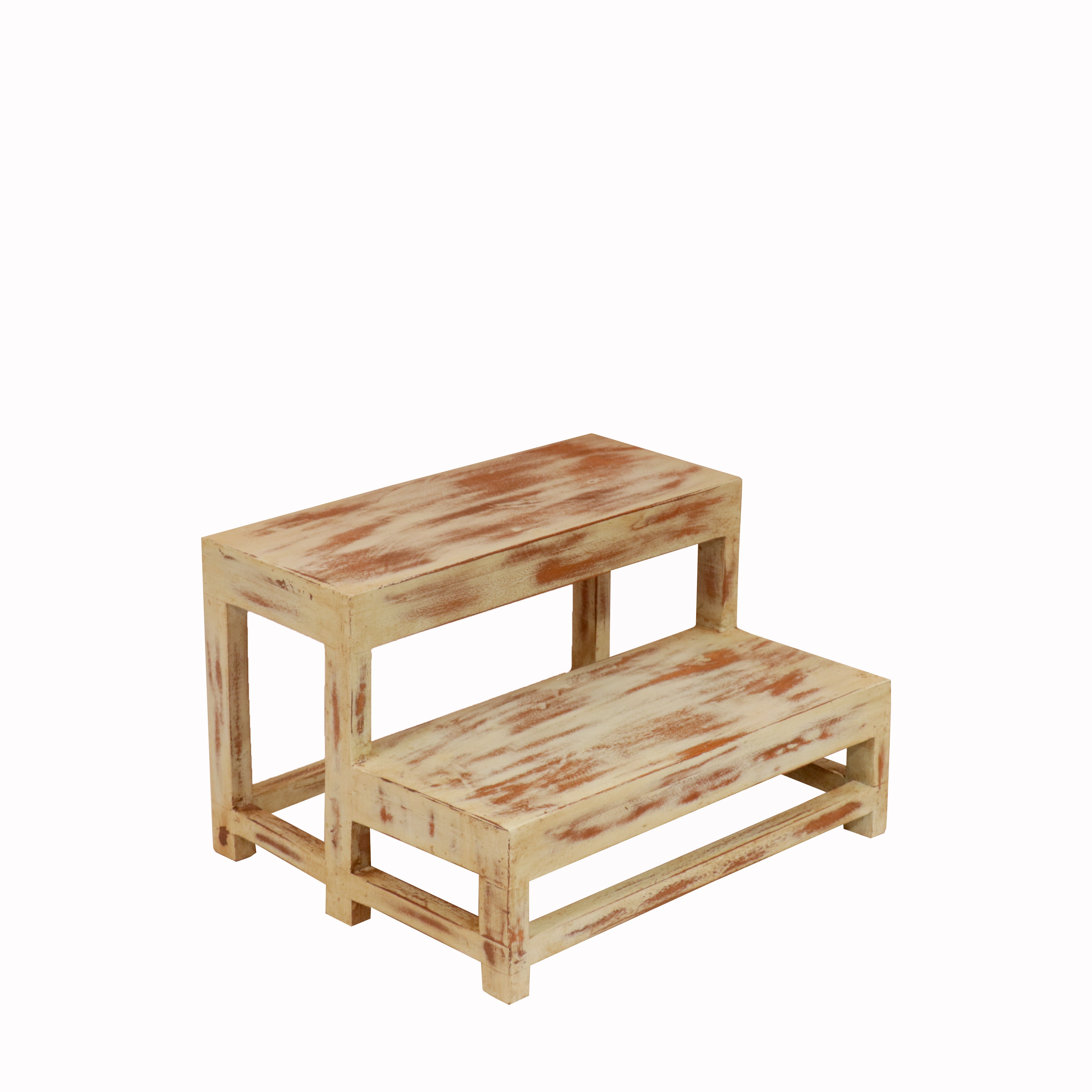 Distressed White Step Stool Stool