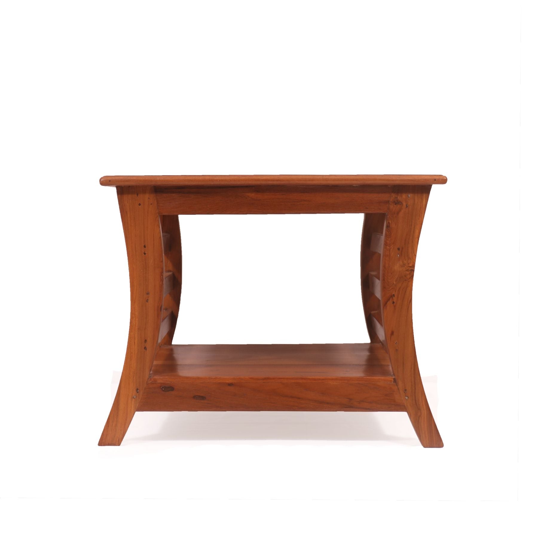 Classy Natural Solid Wood Coffee Table - border black round Coffee Table