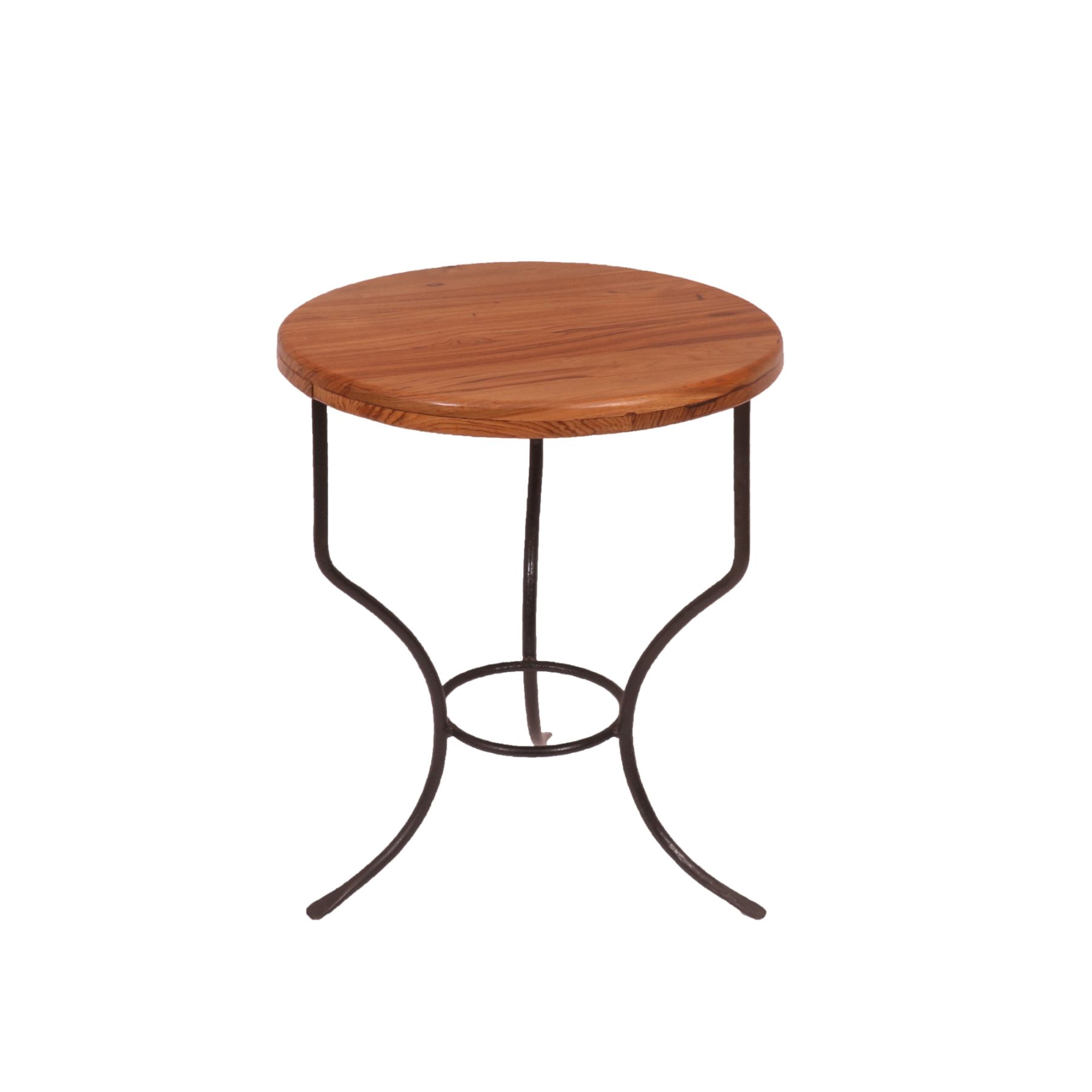Rounded Metallic Teak Wood Kitchen Table End Table