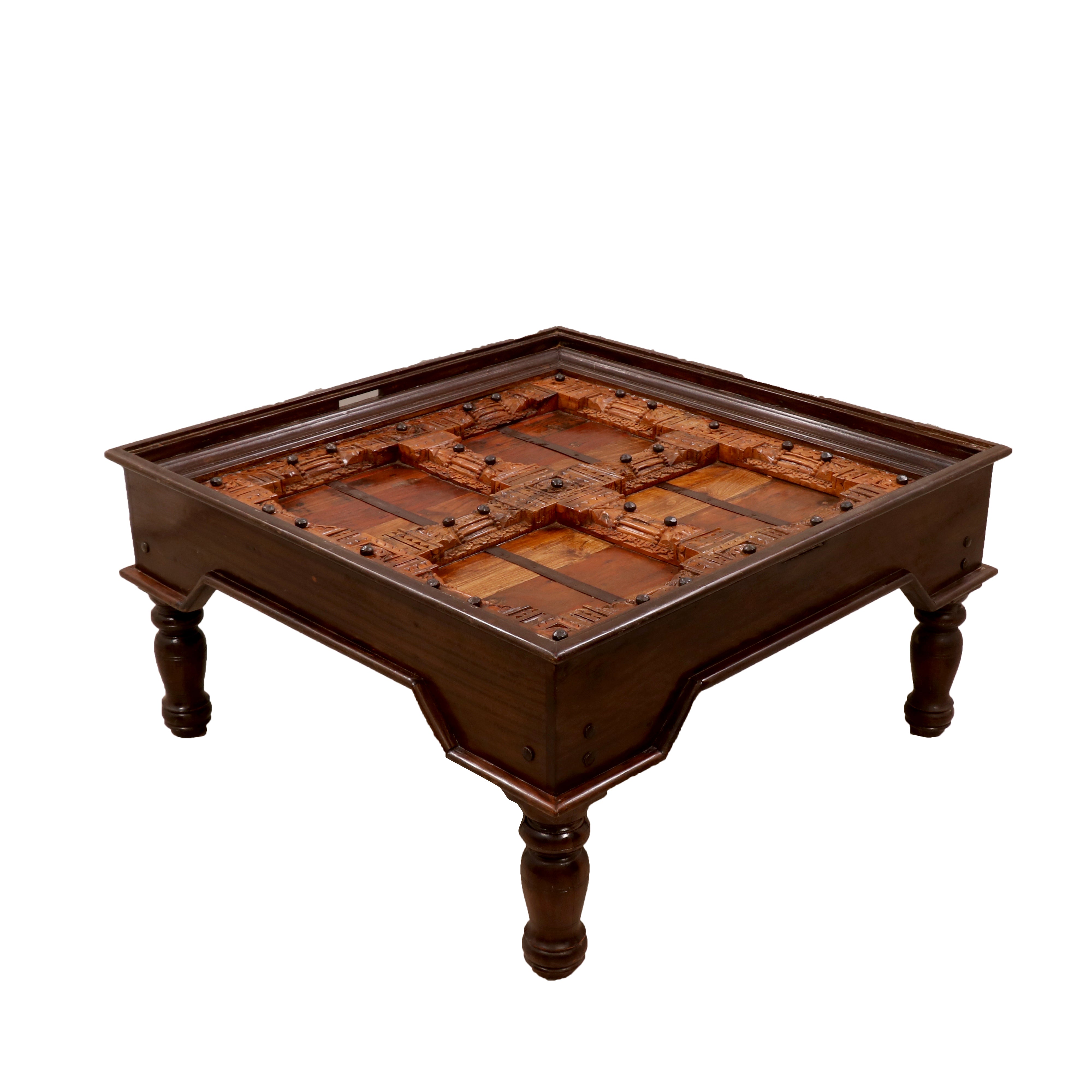 Square Top Carving Coffee Table Coffee Table