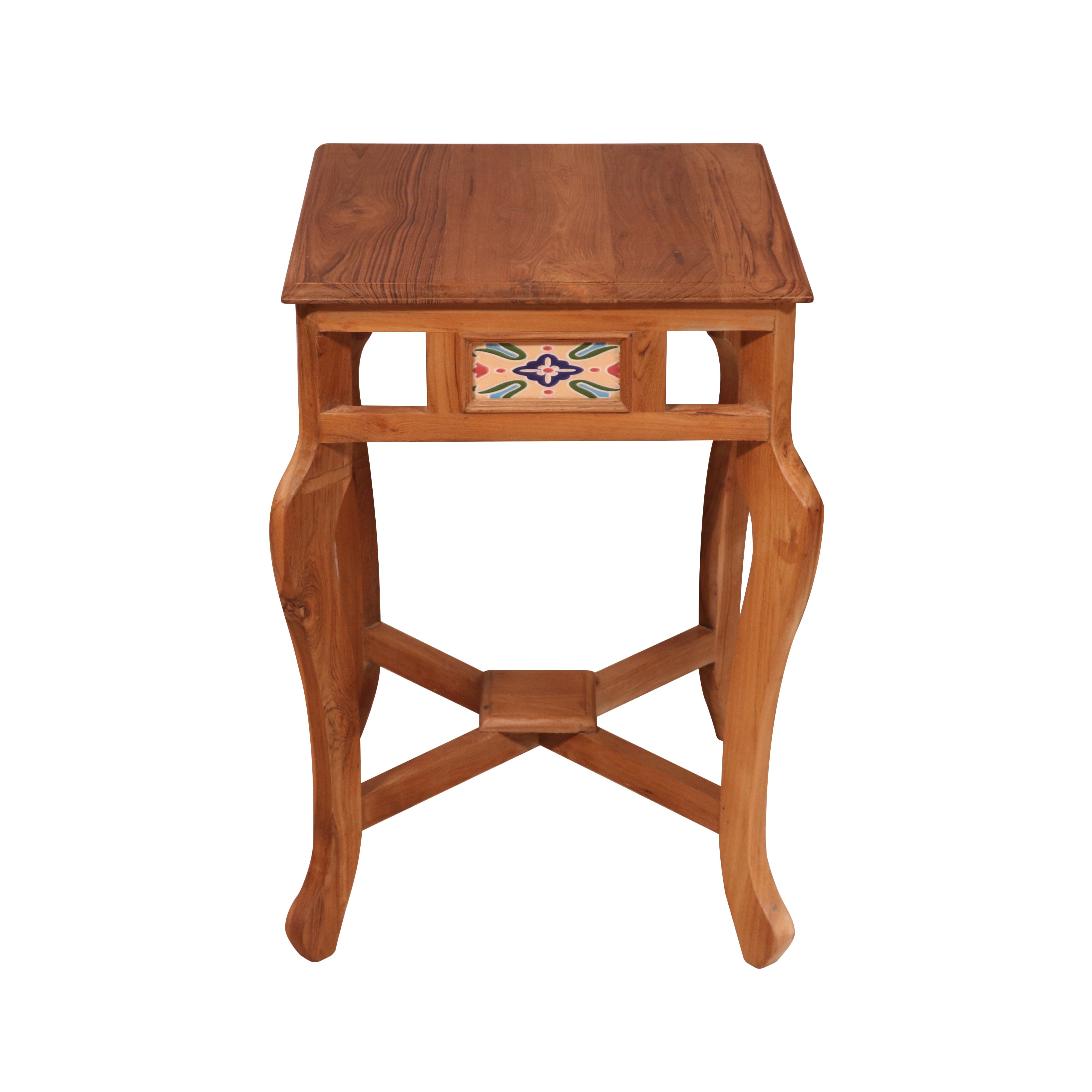 Traditional teak natural tone Table End Table