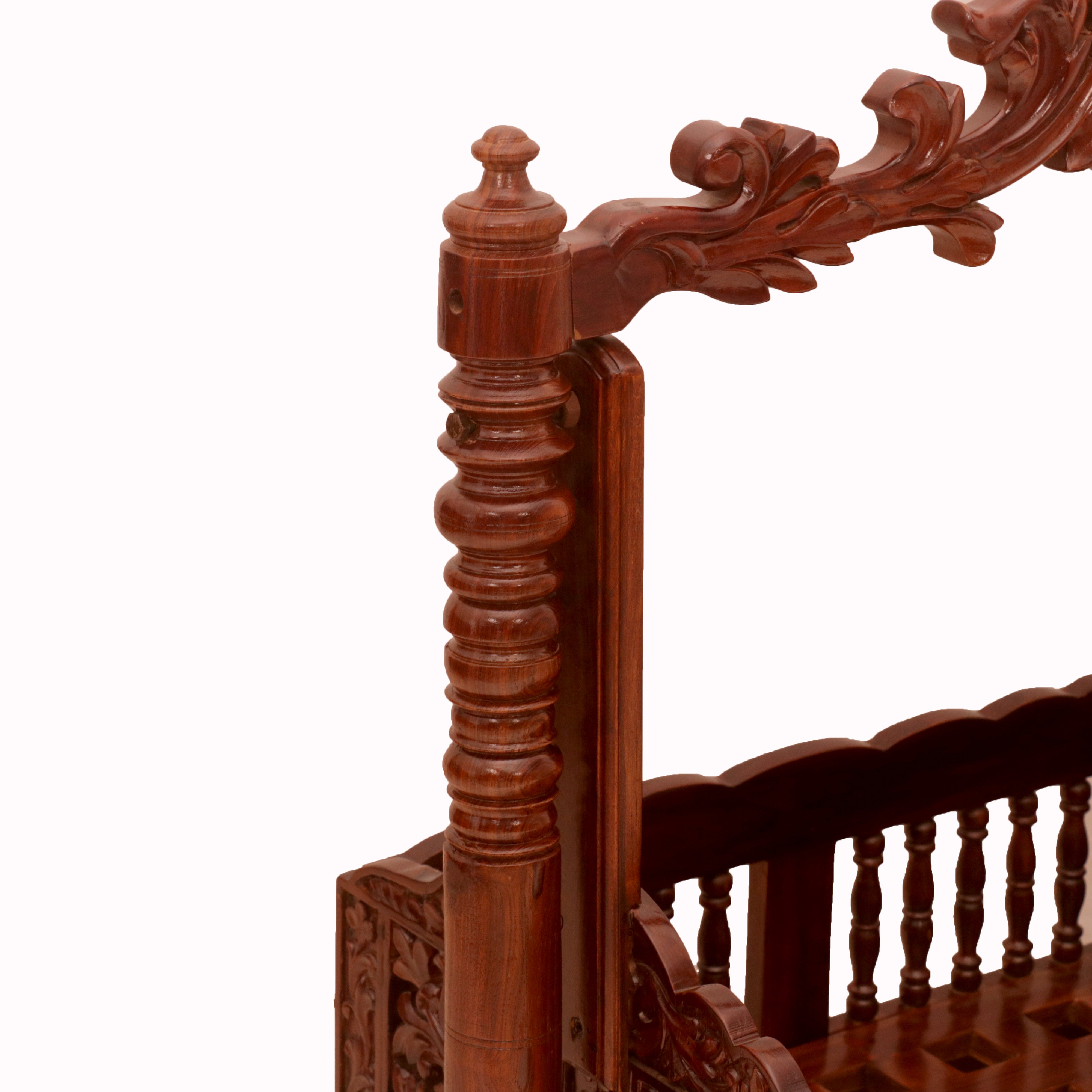 Intricately Carved Wooden Crib Cradle