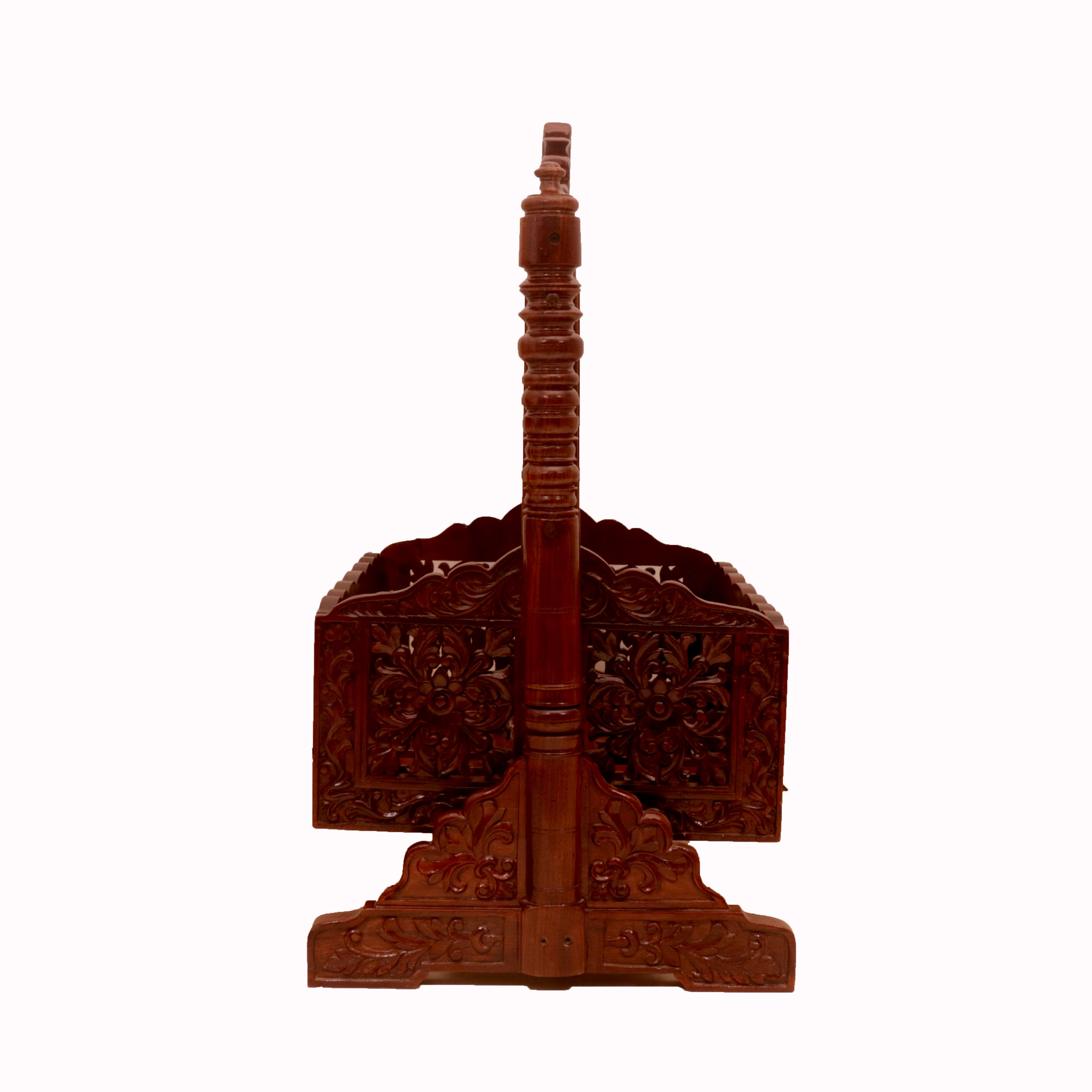 Intricately Carved Wooden Crib Cradle