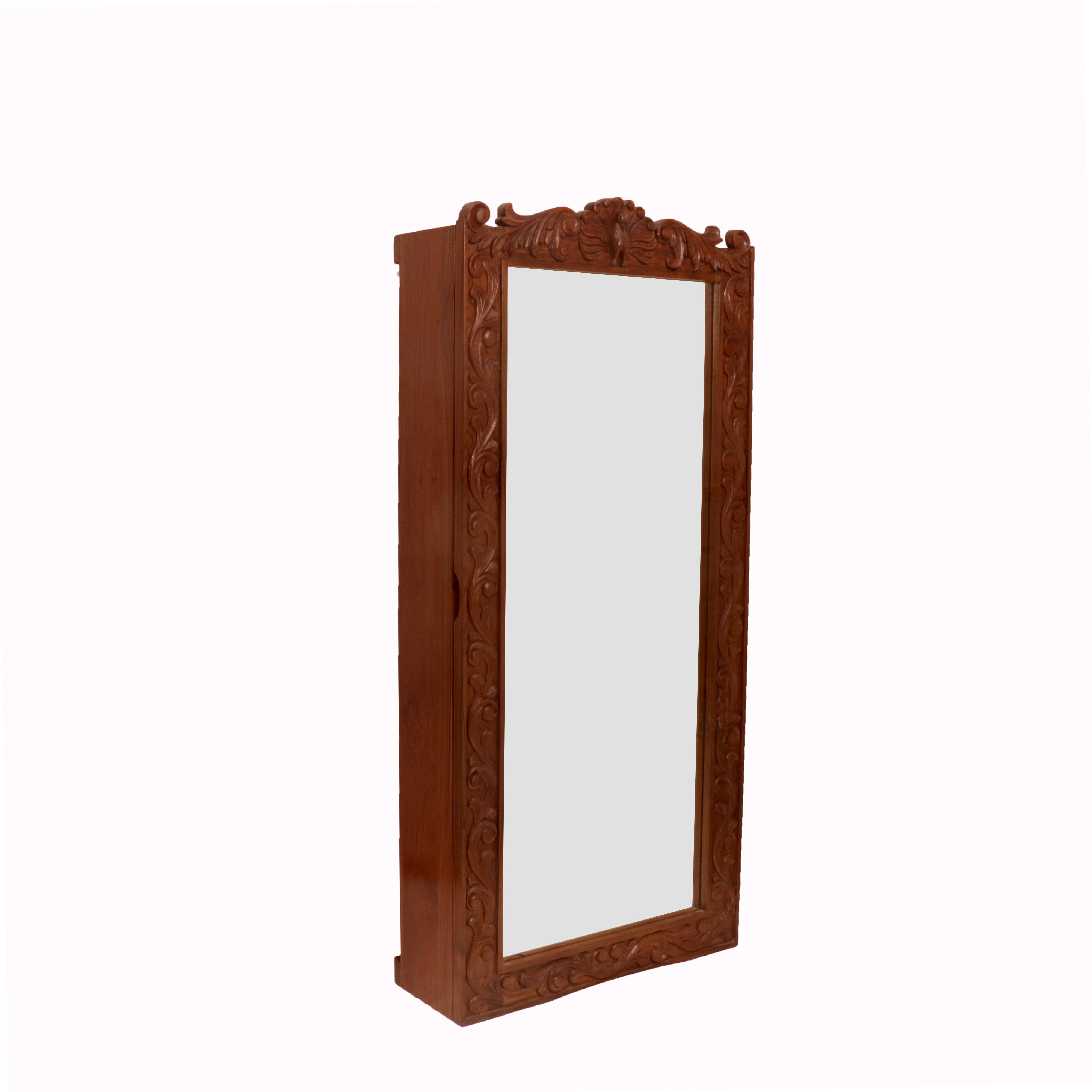 Hidden Storage Carved Mirror Dressing Table