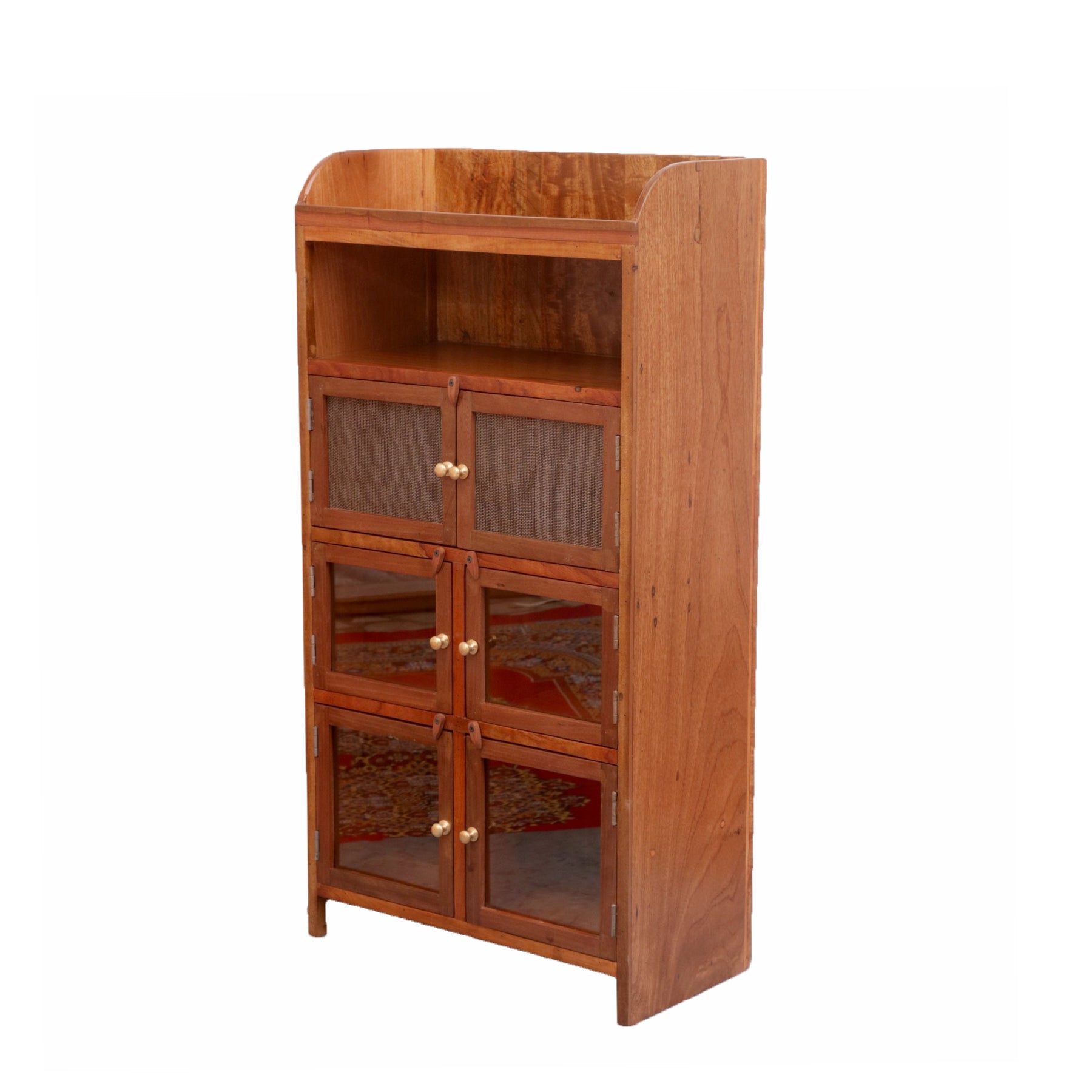3 Section (2 Wire mesh + 1 Glass) Compact Sideboard Cupboard