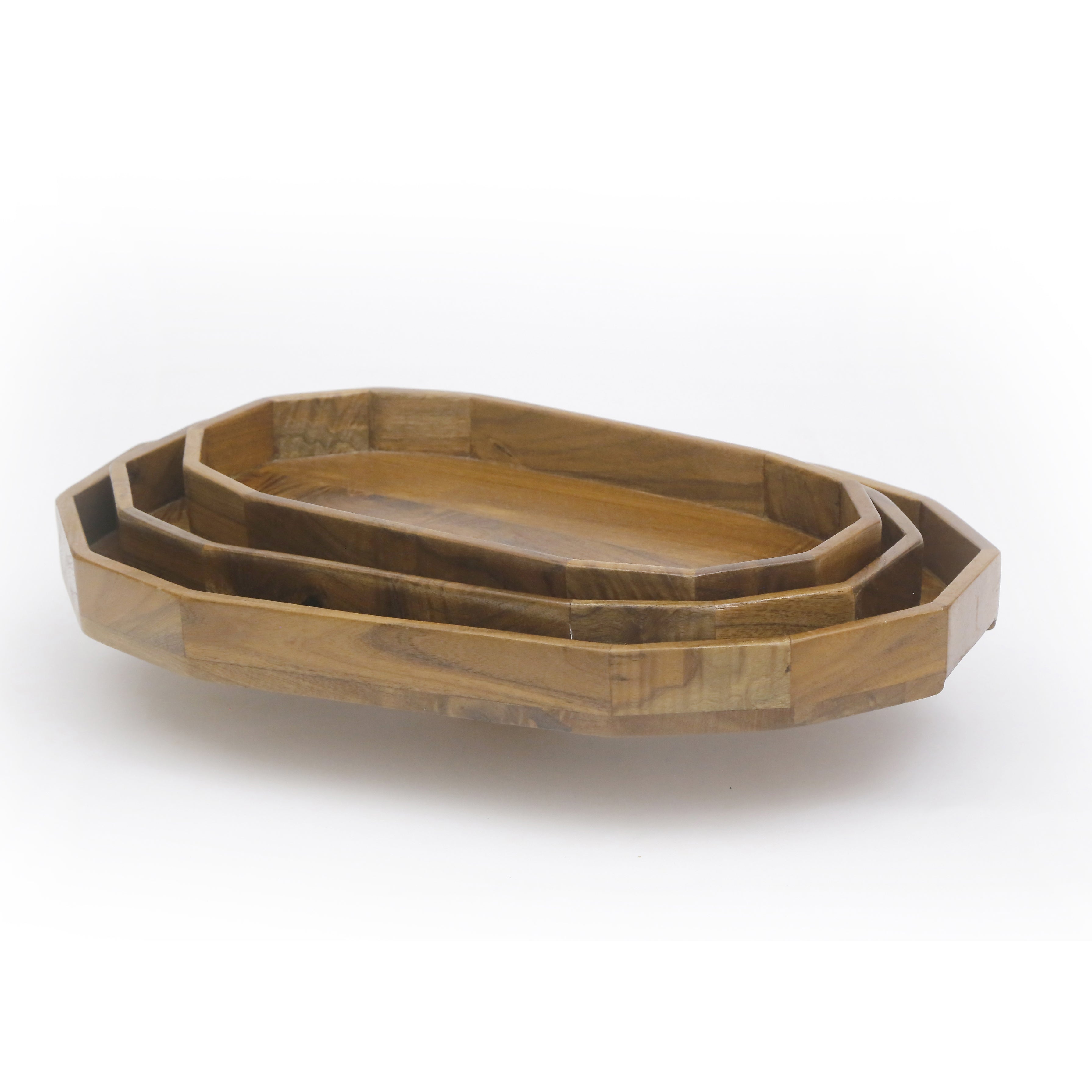 Octagonal Wooden Tray Set Tray