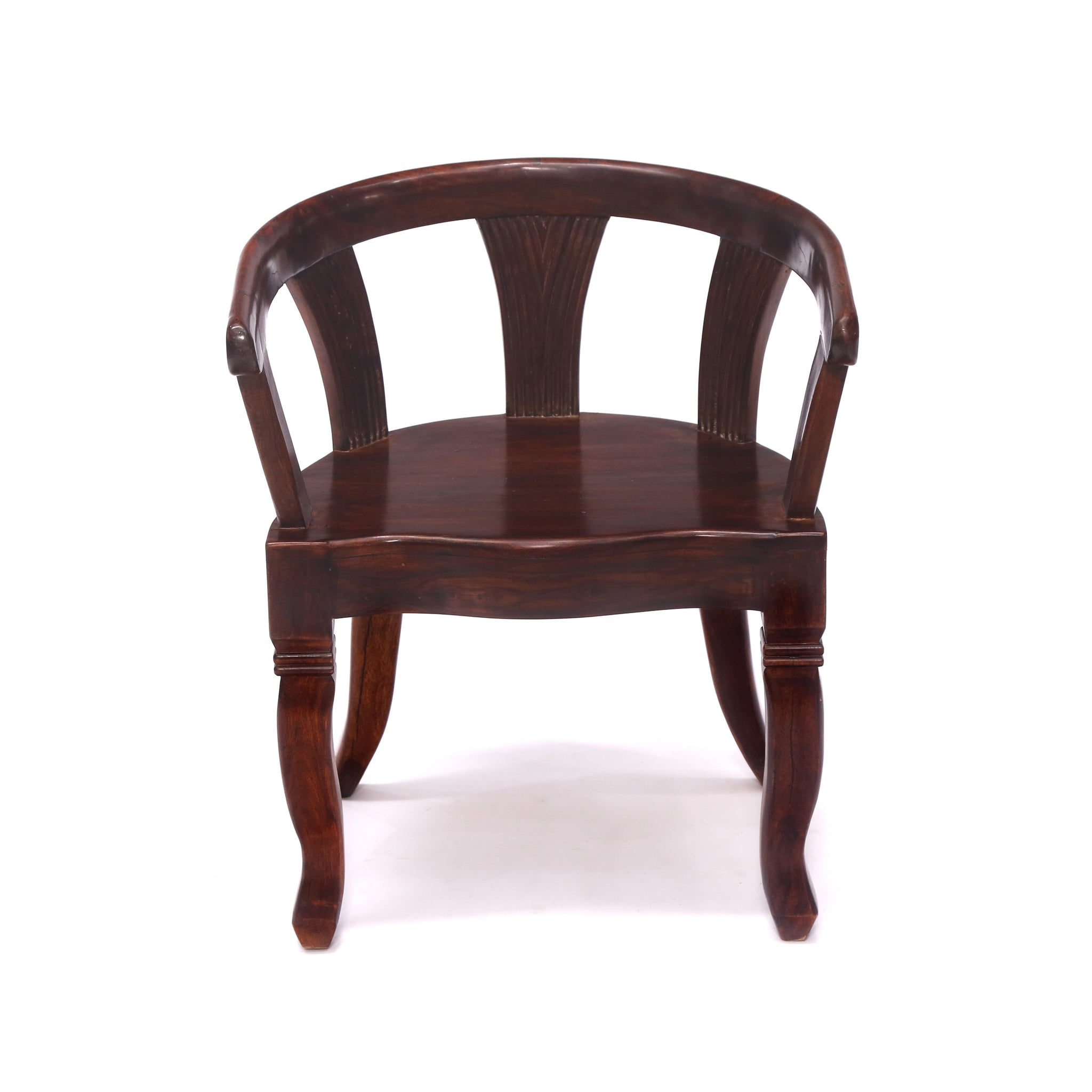 Dark Tone Rounded Arms Sheesham Wood Chair