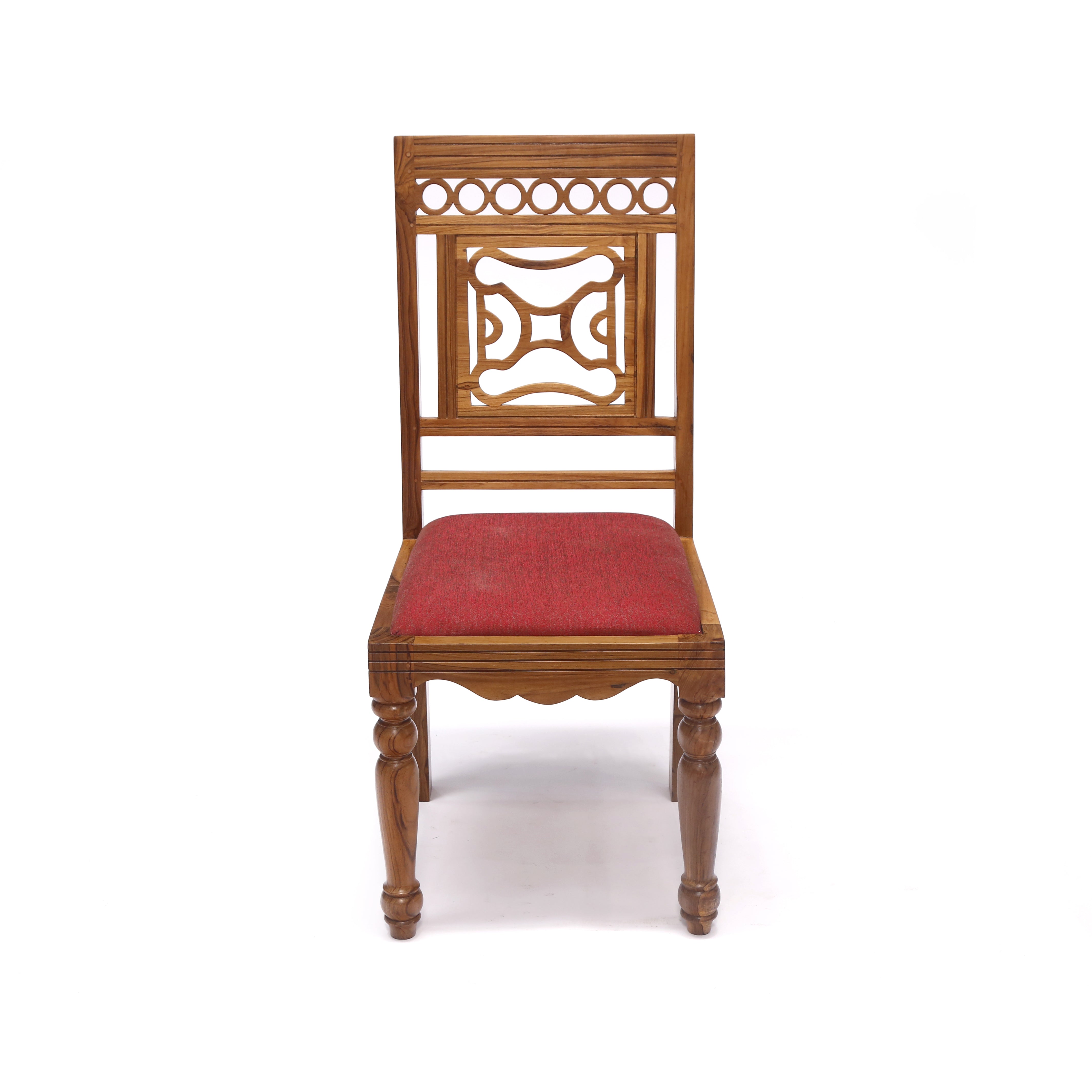 (Set of 2) Teak Wood Traditional Dinning office all purpose Chair red color Dining Chair
