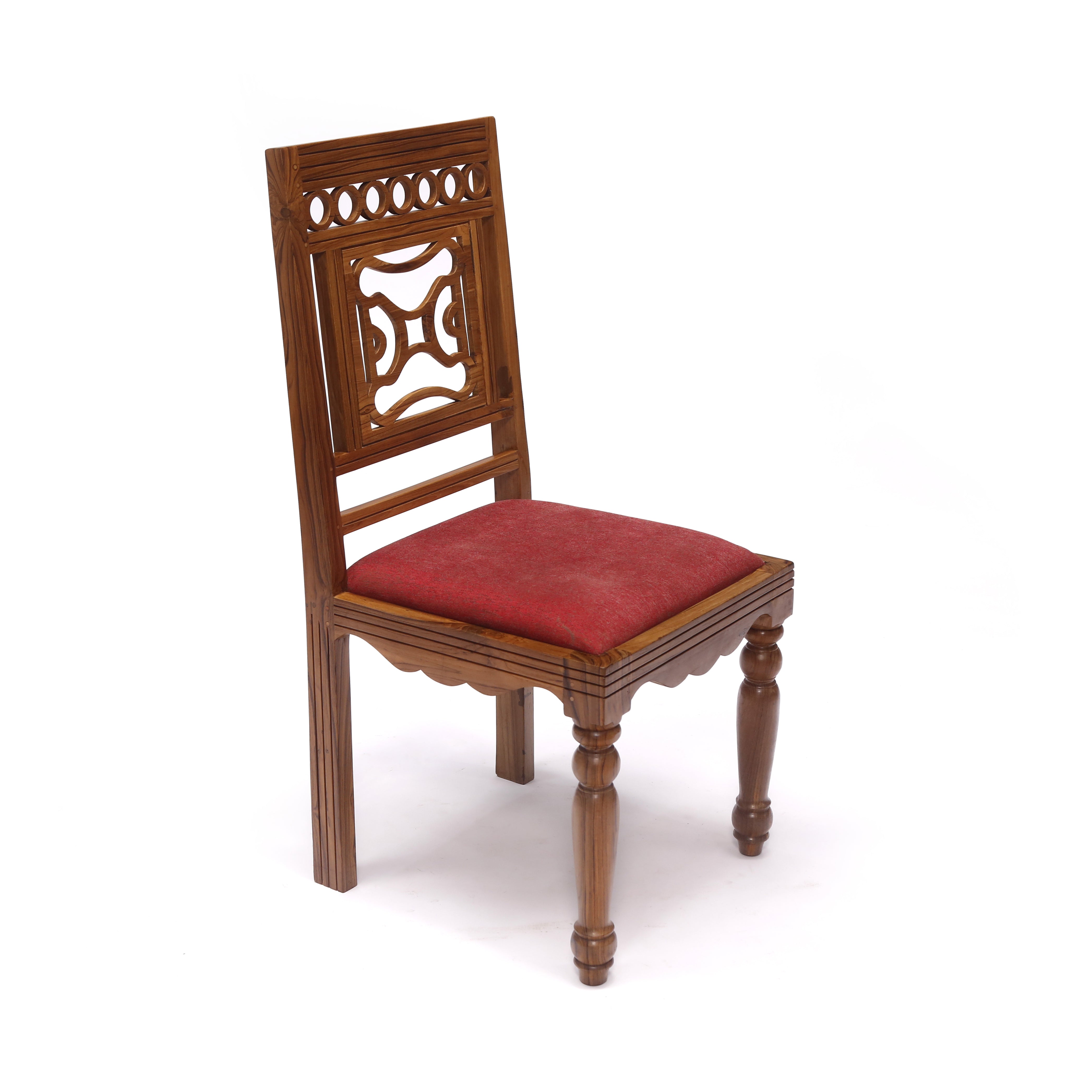 (Set of 2) Teak Wood Traditional Dinning office all purpose Chair red color Dining Chair