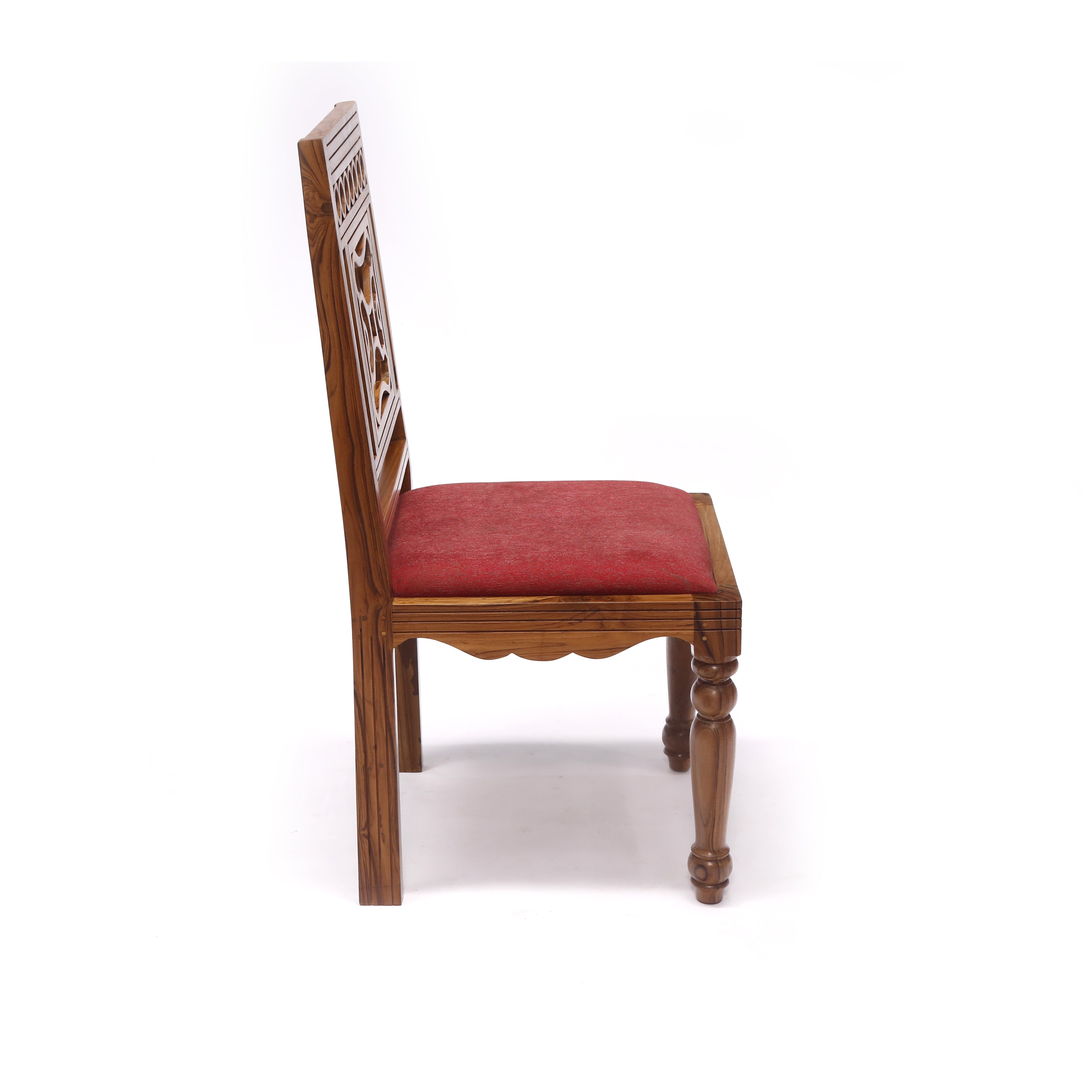 (Set of 2) Teak Wood Traditional Dinning office all purpose Chair red color Dining Chair