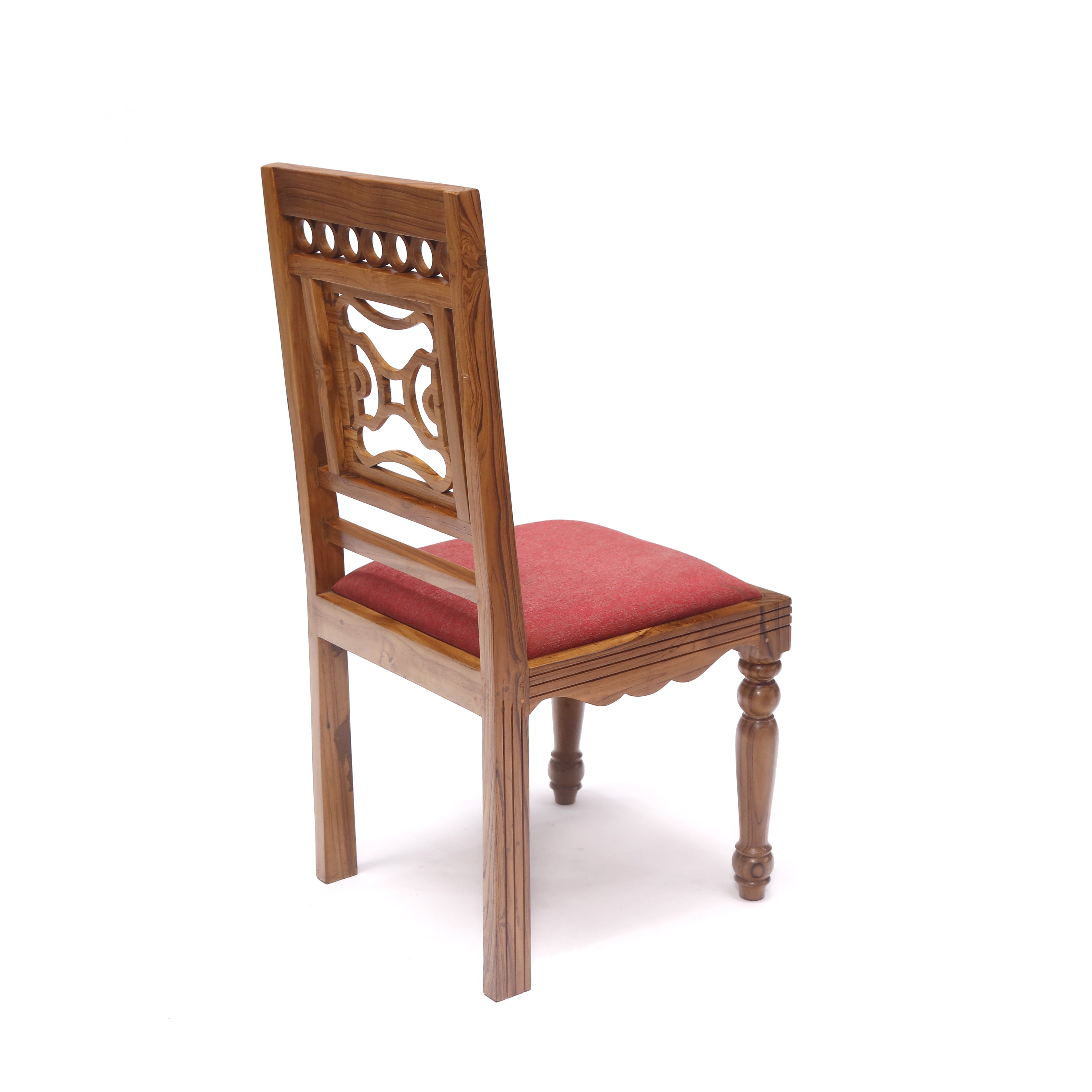 (Set of 2) Teak Wood Traditional Dinning office all purpose Chair red color Dining Chair