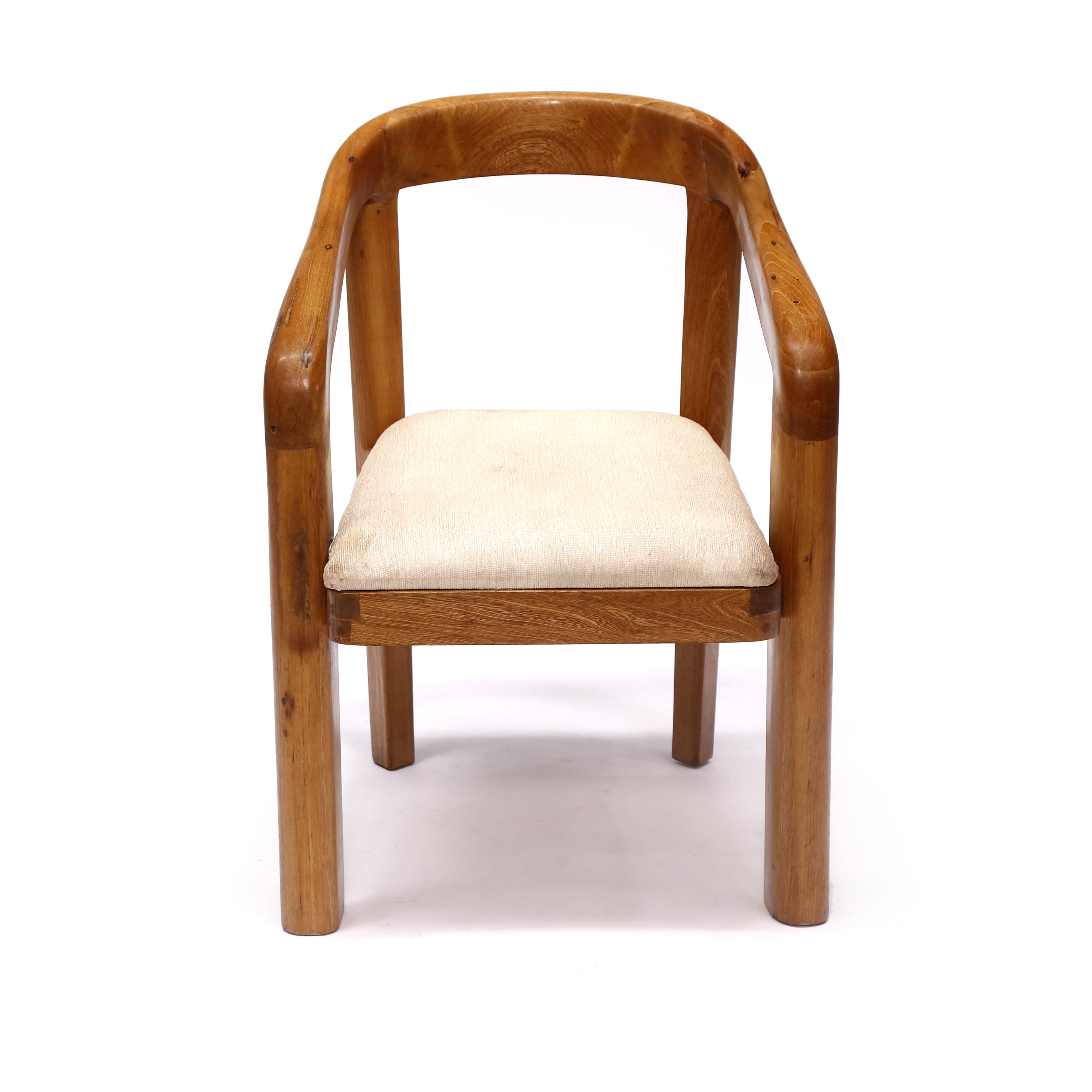 Solid Teak Brown Low Back Chair Arm Chair