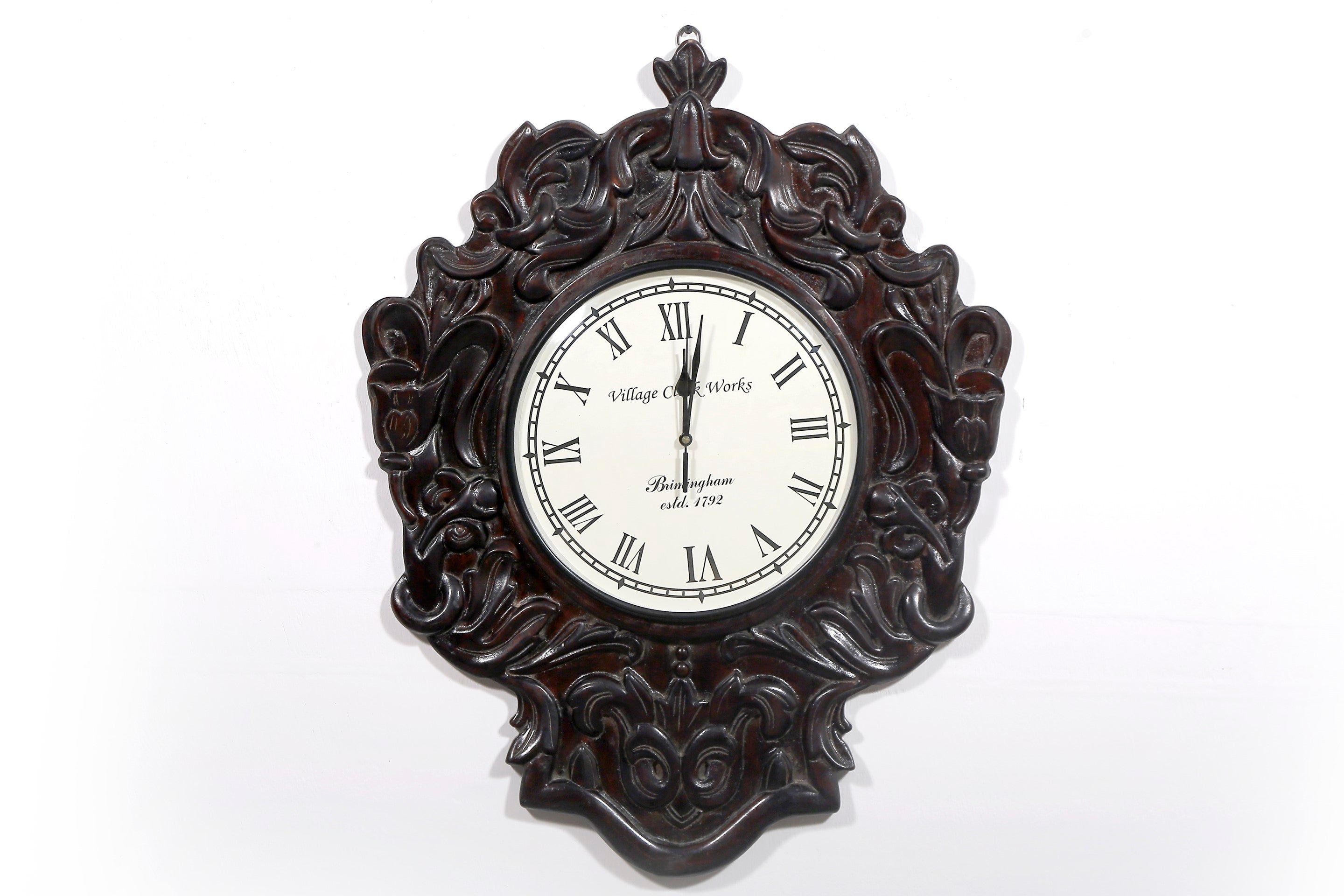 Dark Denver Finished Vintage Handcarved Wooden Traditional Clock Clock