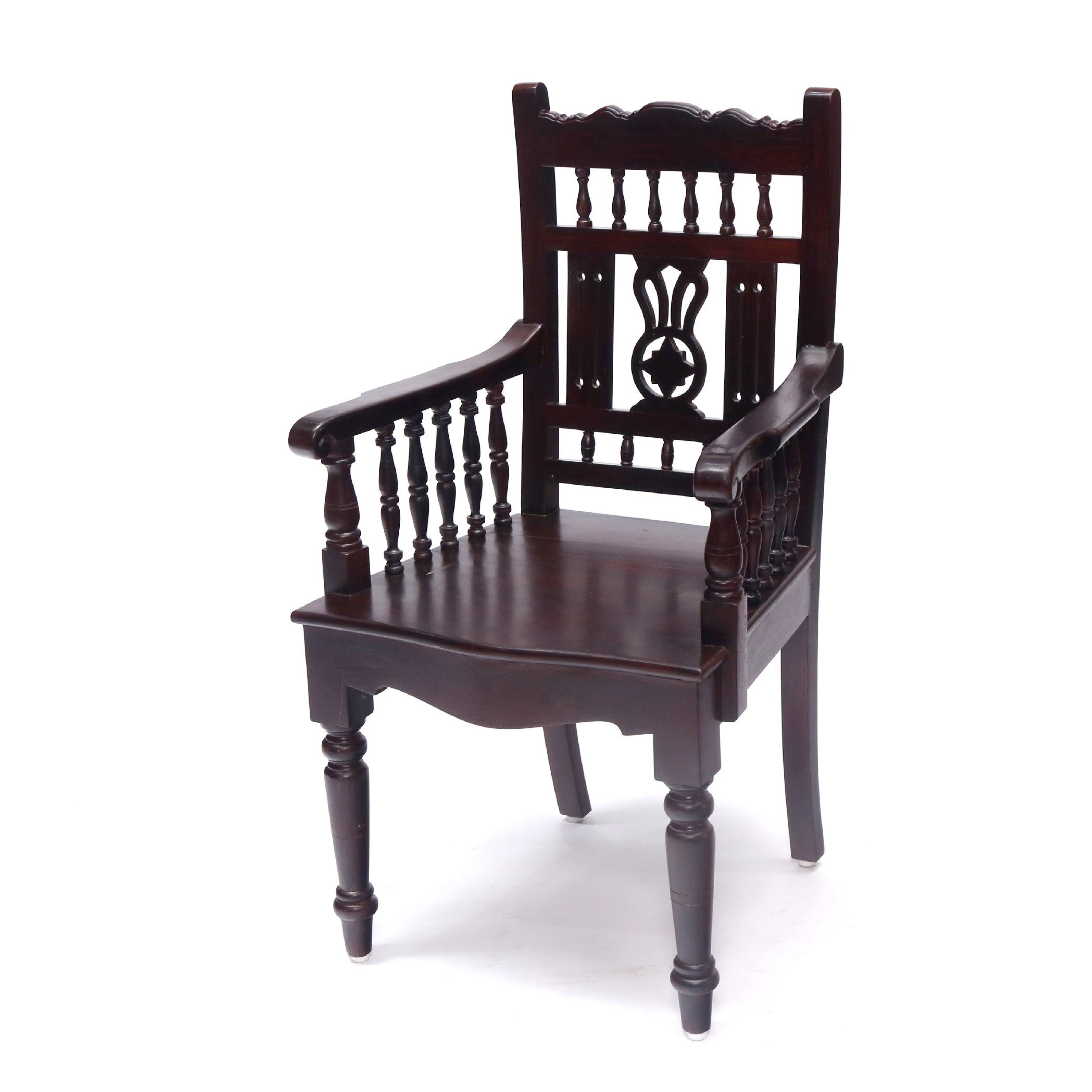 Mahogany Tone Intricate Royal Carved Chair Arm Chair