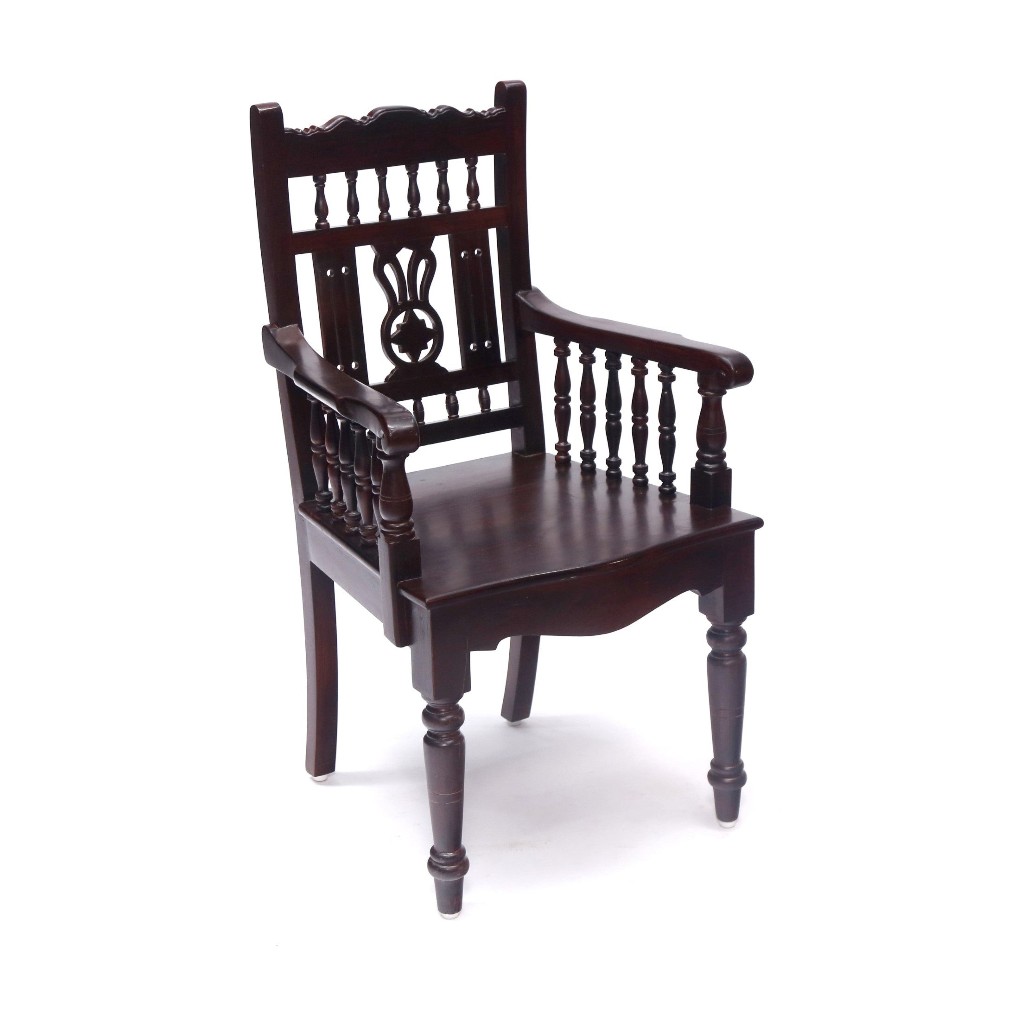 Mahogany Tone Intricate Royal Carved Chair Arm Chair