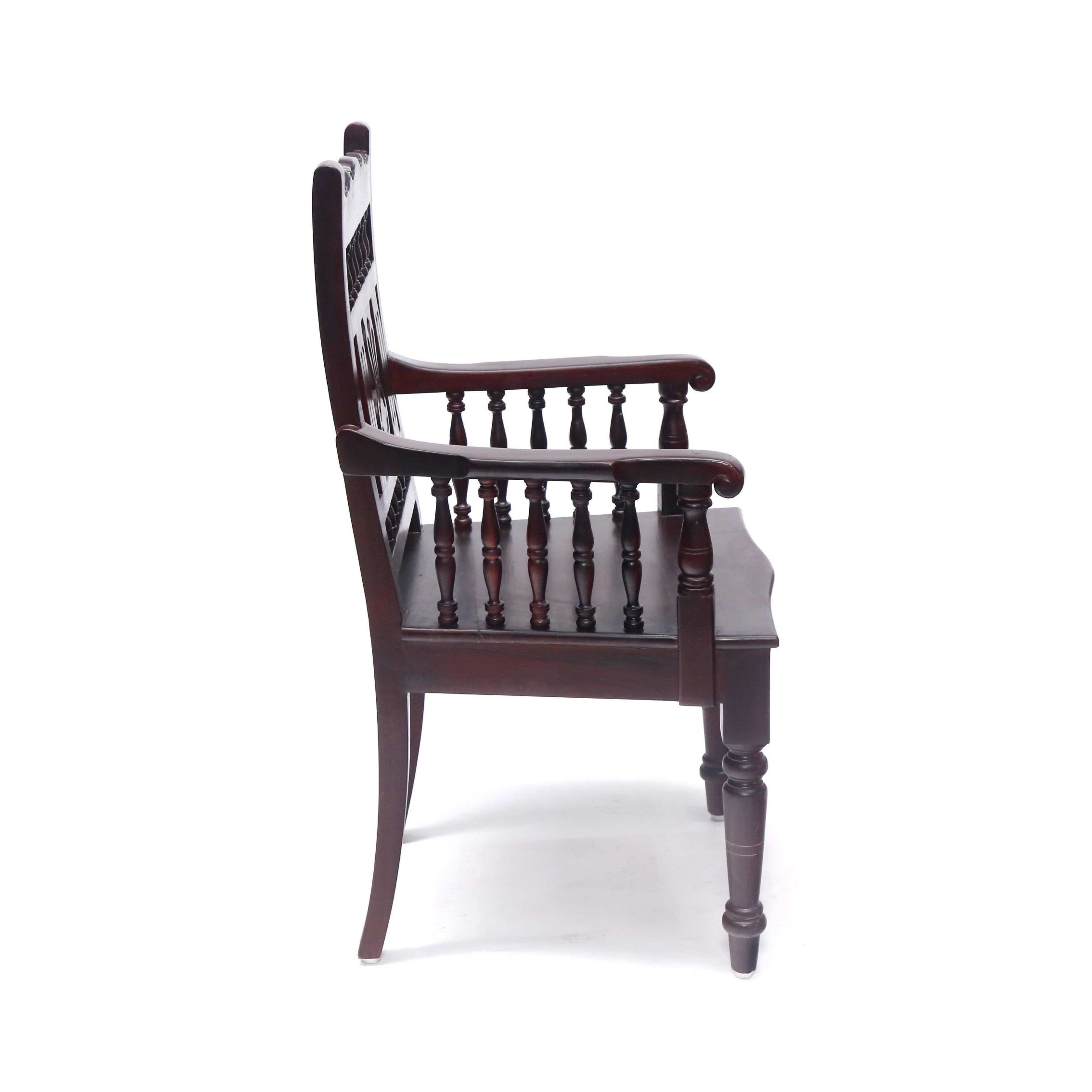Mahogany Tone Intricate Royal Carved Chair Arm Chair