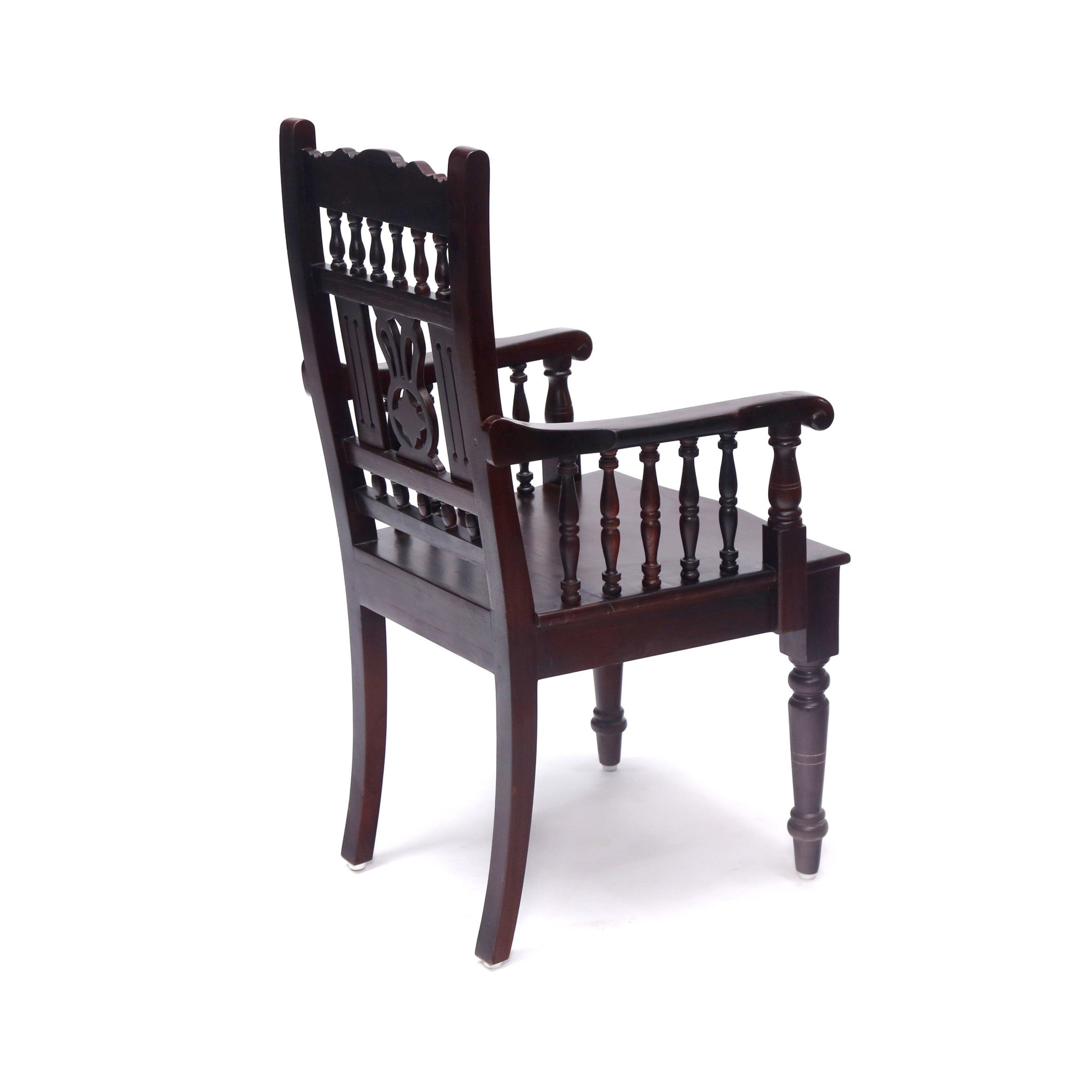 Mahogany Tone Intricate Royal Carved Chair Arm Chair