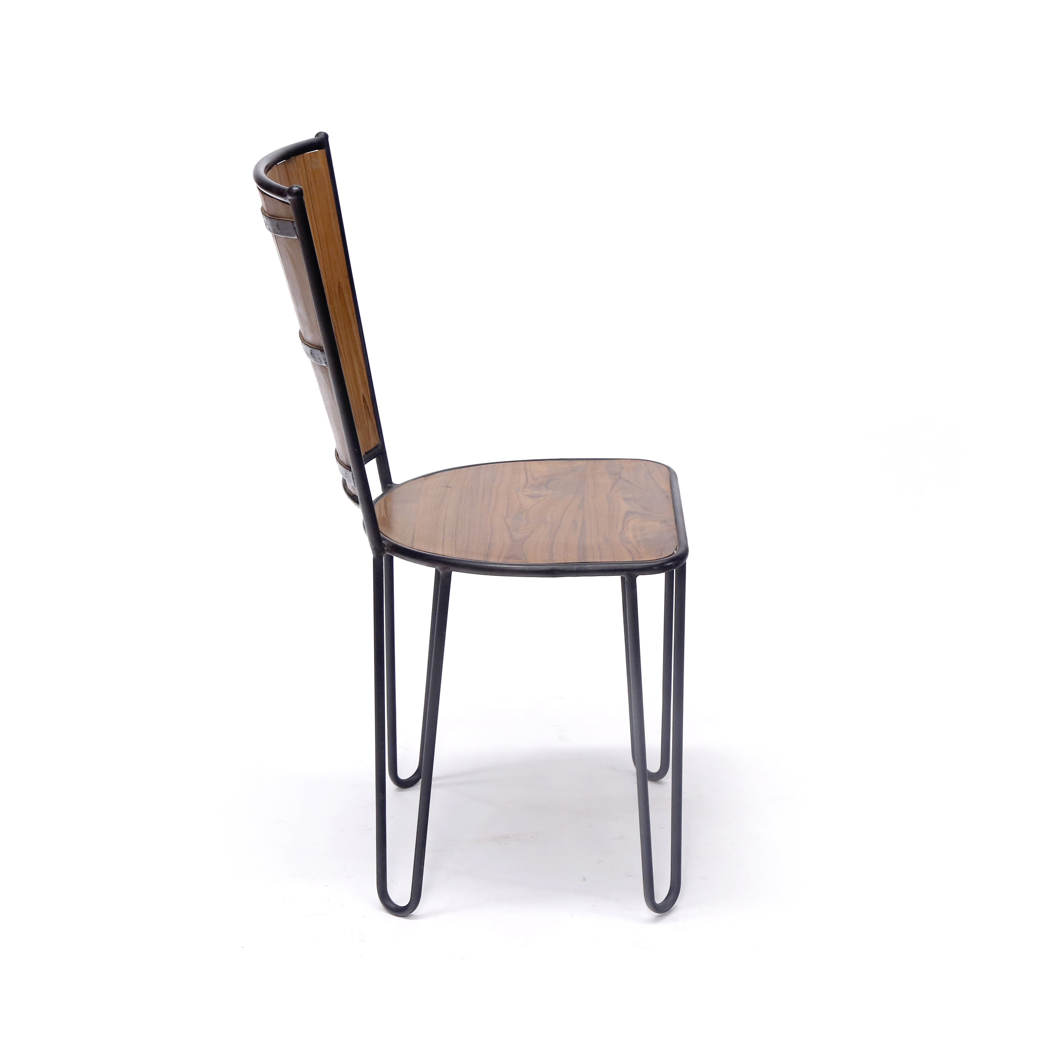 (Set of 2) Teak Wood Metallic Frame Chair Dining Chair
