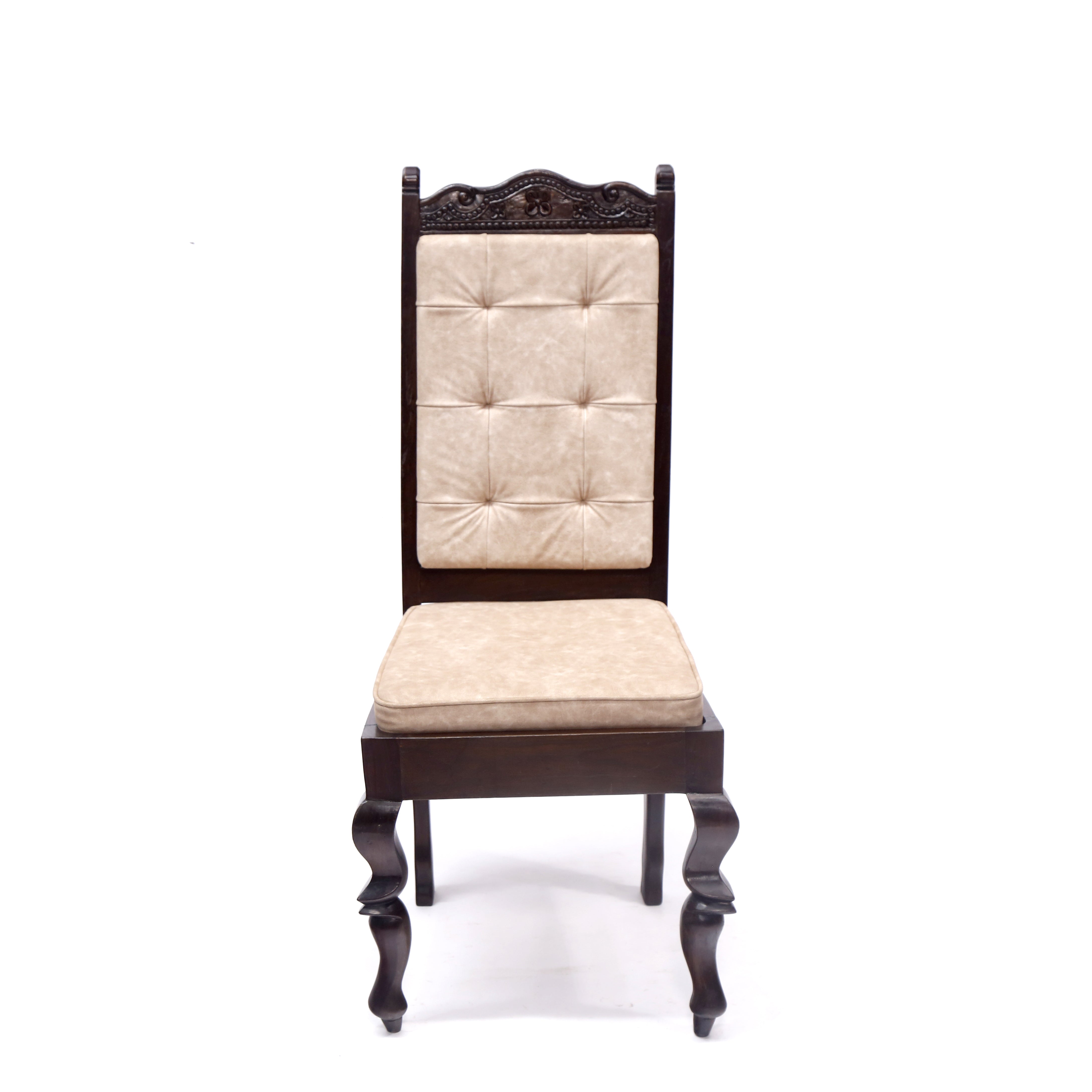 (Set of 2) Carved Head Long Back Twisted Leg Dining Chair Dining Chair
