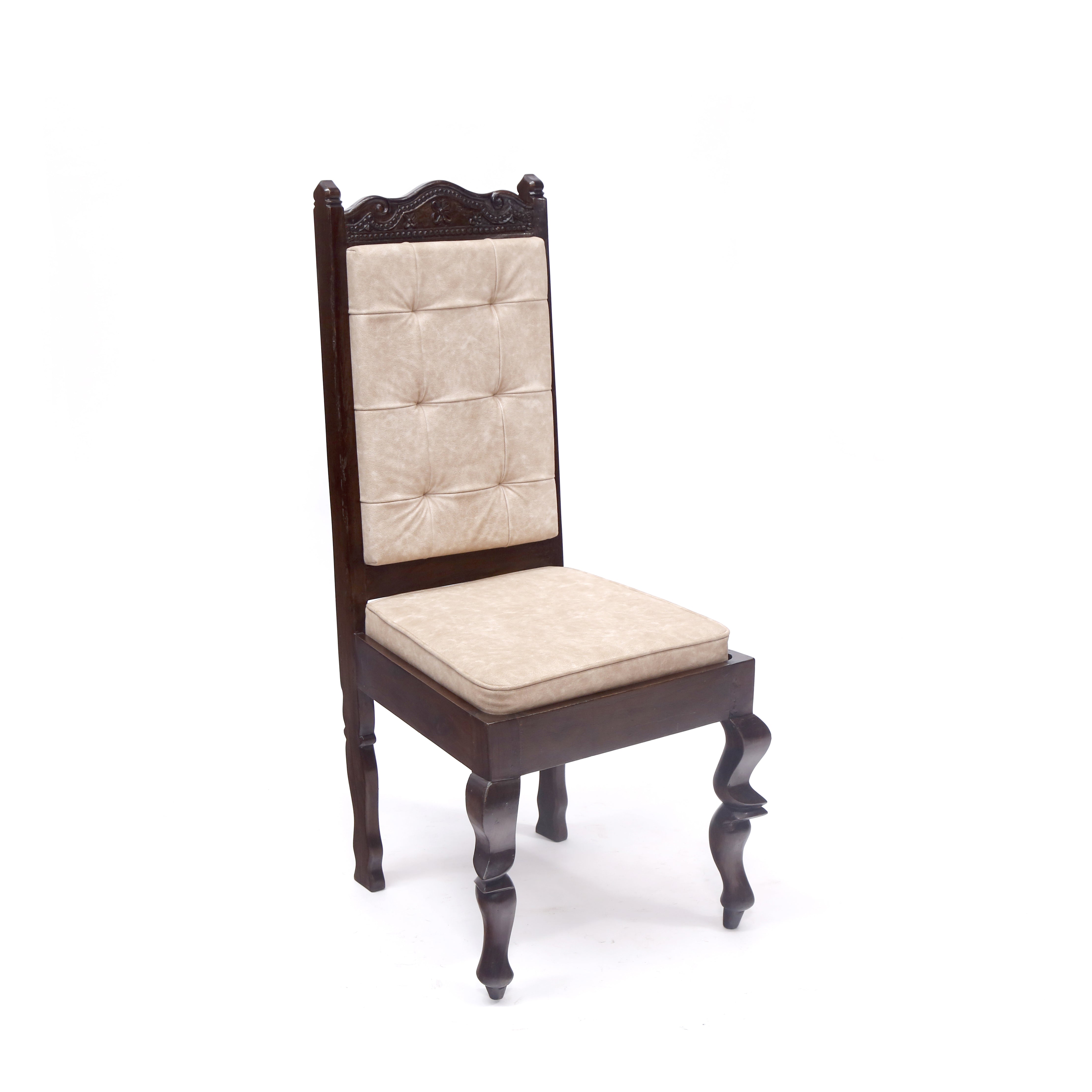 (Set of 2) Carved Head Long Back Twisted Leg Dining Chair Dining Chair