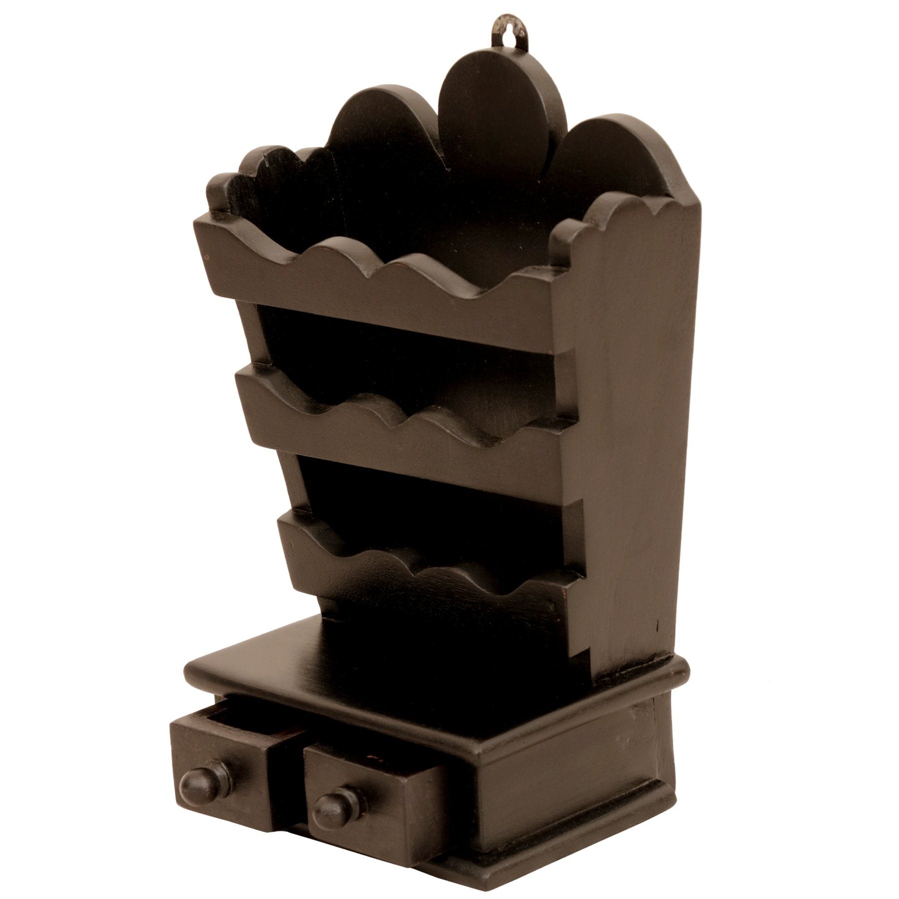 Black Flower Design Wall Hanging with 2 Drawers Paper Holder