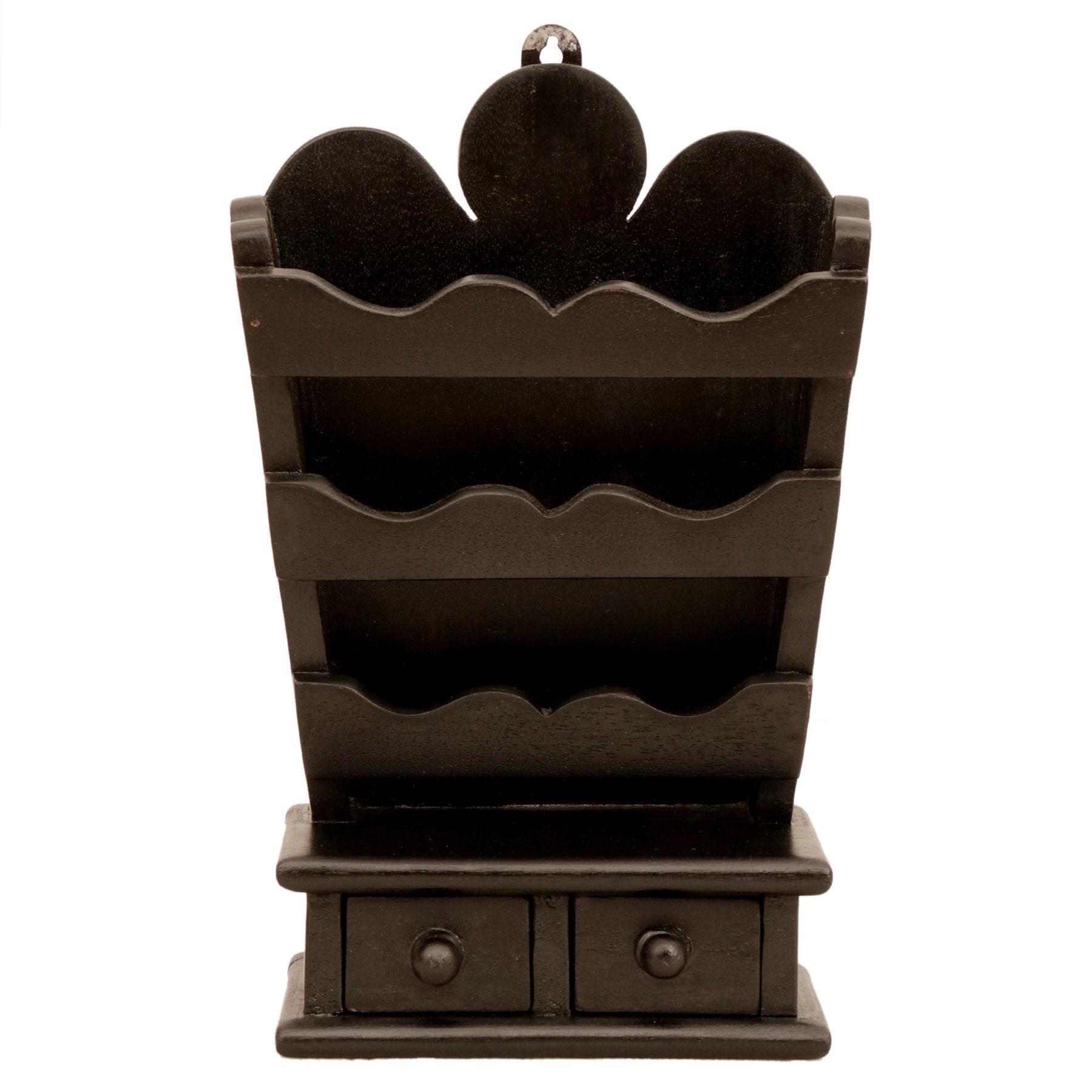 Black Flower Design Wall Hanging with 2 Drawers Paper Holder