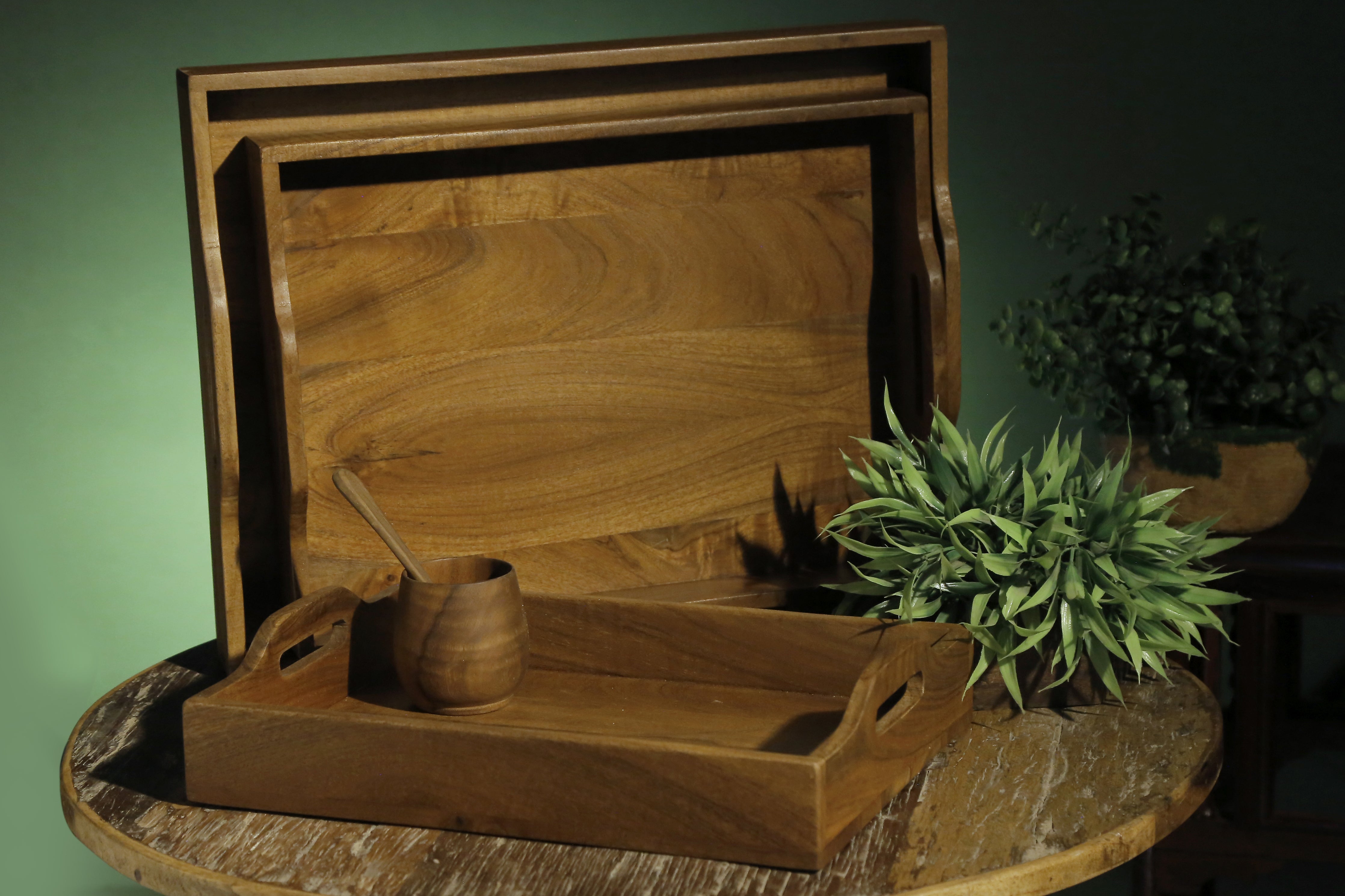 Solid Outer Handle Tray Set Tray