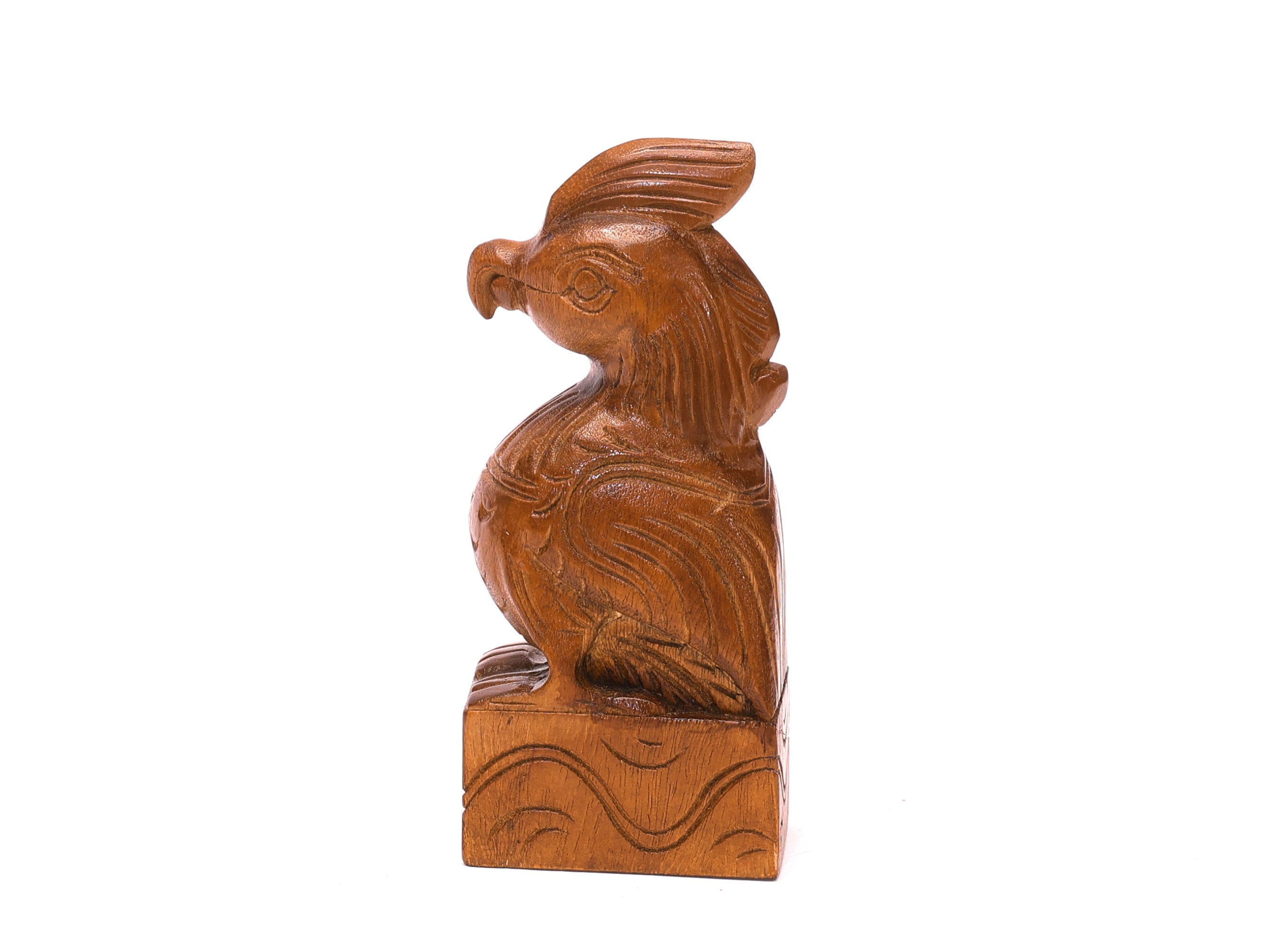 Wooden Intricate Carved Bird Self Standing Decor Animal Figurine