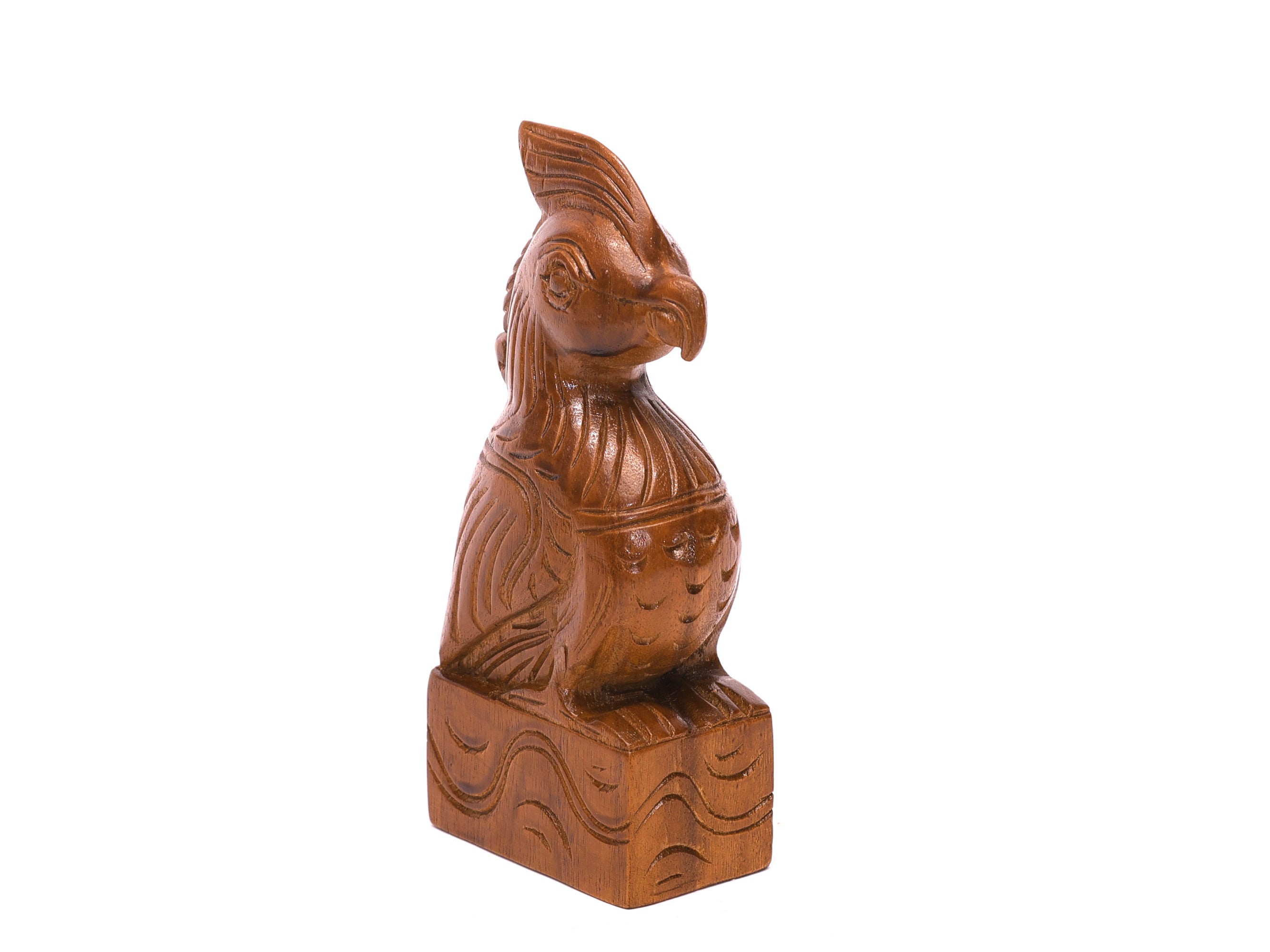 Wooden Intricate Carved Bird Self Standing Decor Animal Figurine
