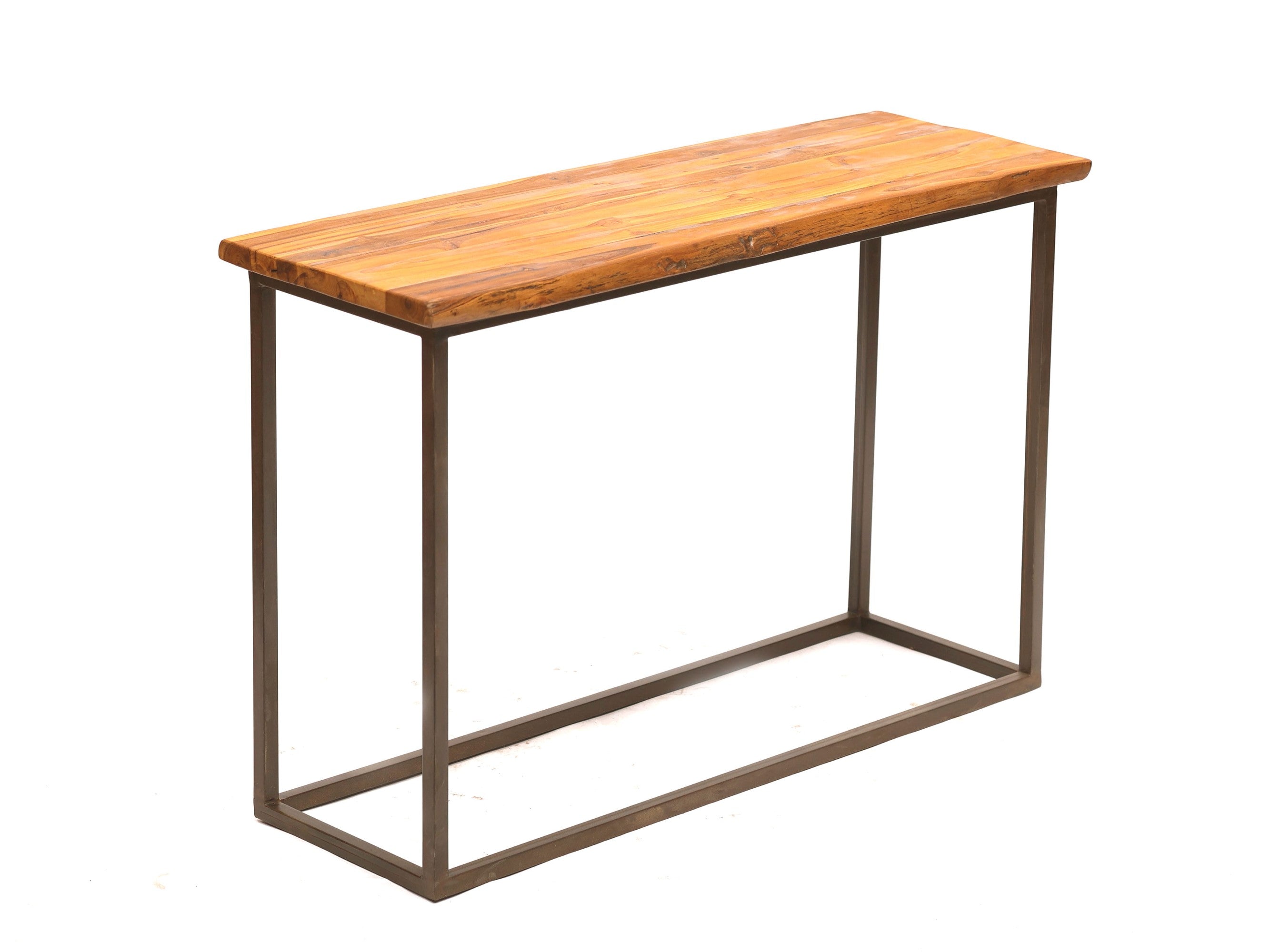 Heritage Finish Metallic Stand Solid wood Top Console Table Console Table