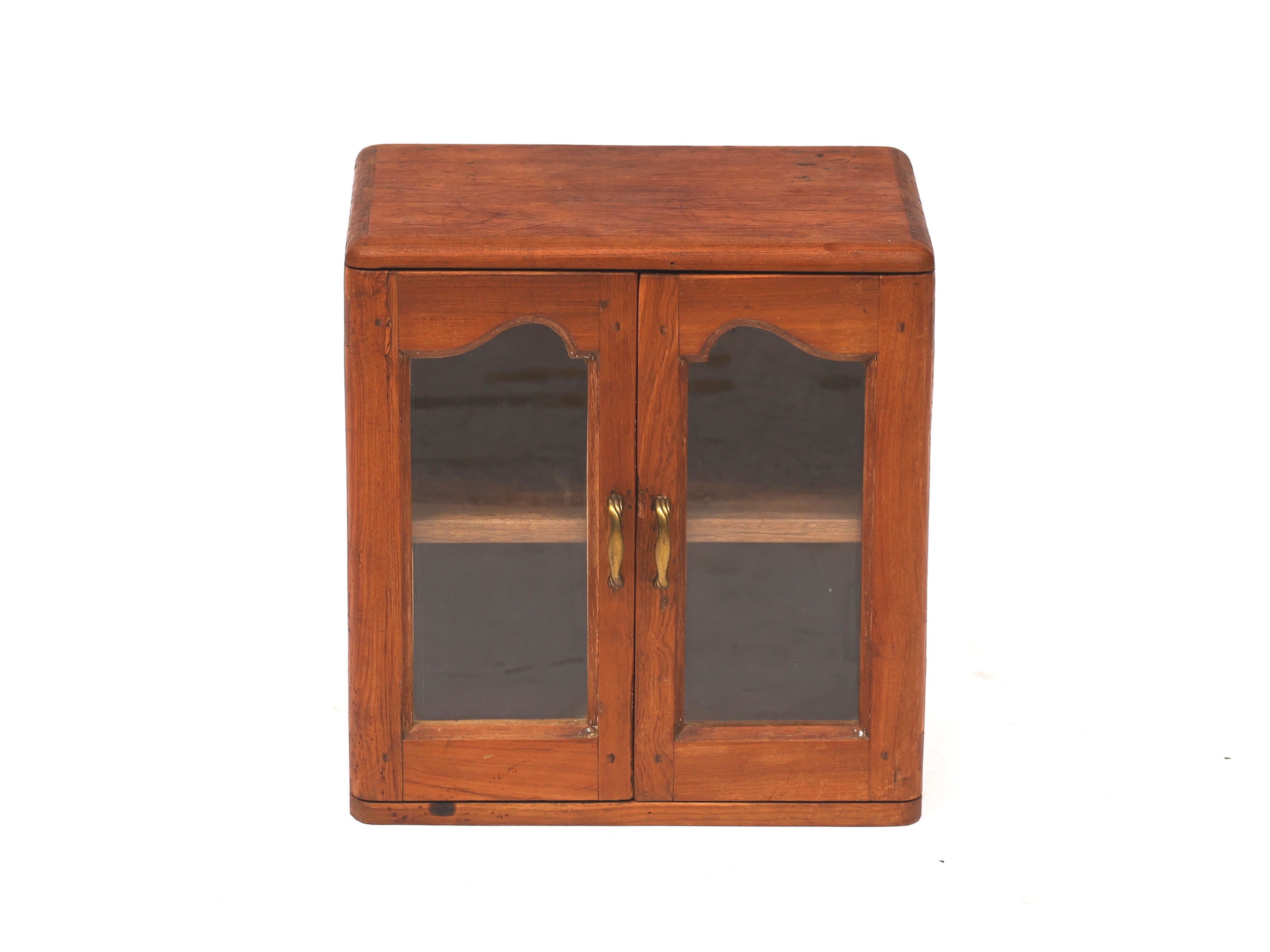 Diamond Carved Side Teak Single Shelf Cabinet Temple