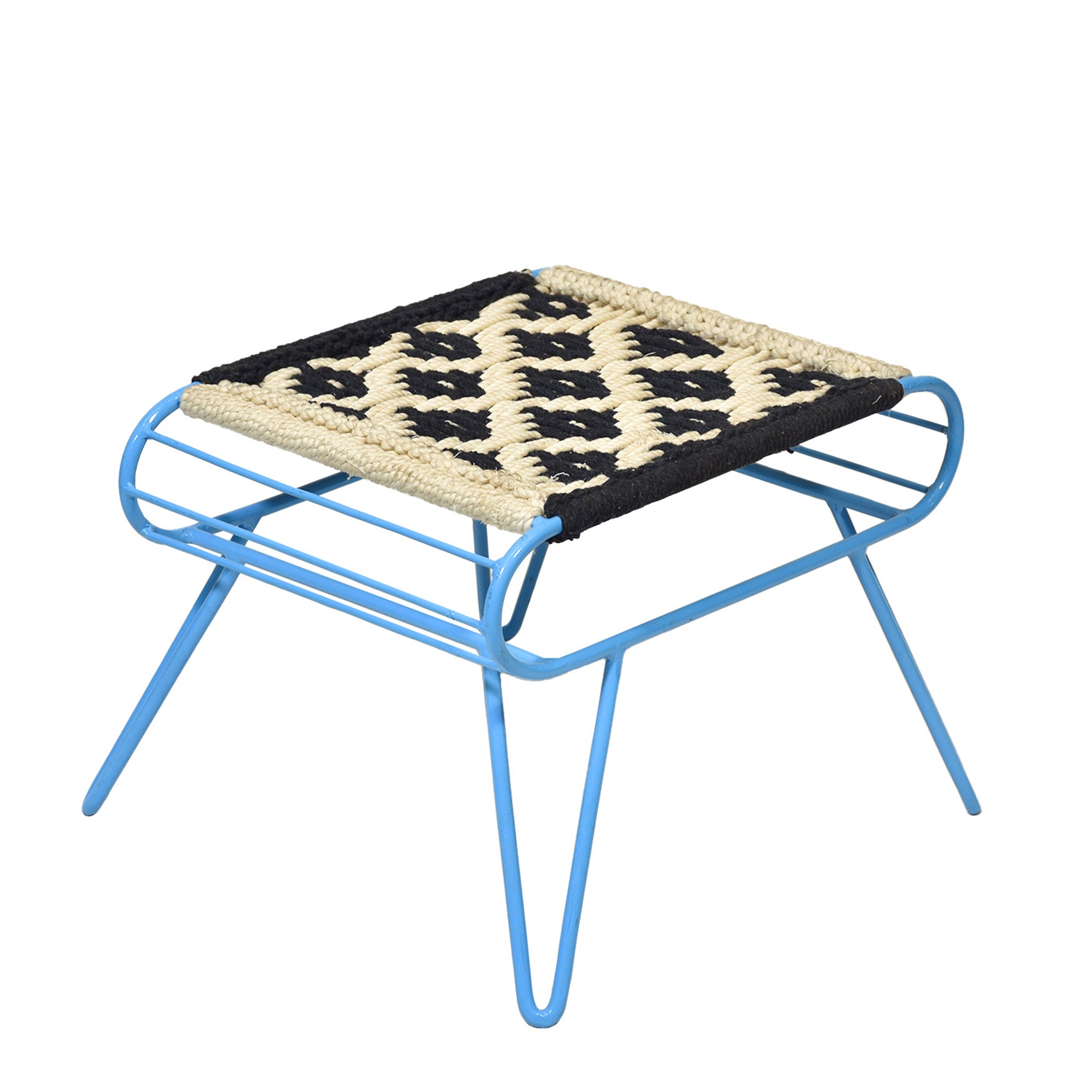 Black white Retro Style Woven Stool Stool