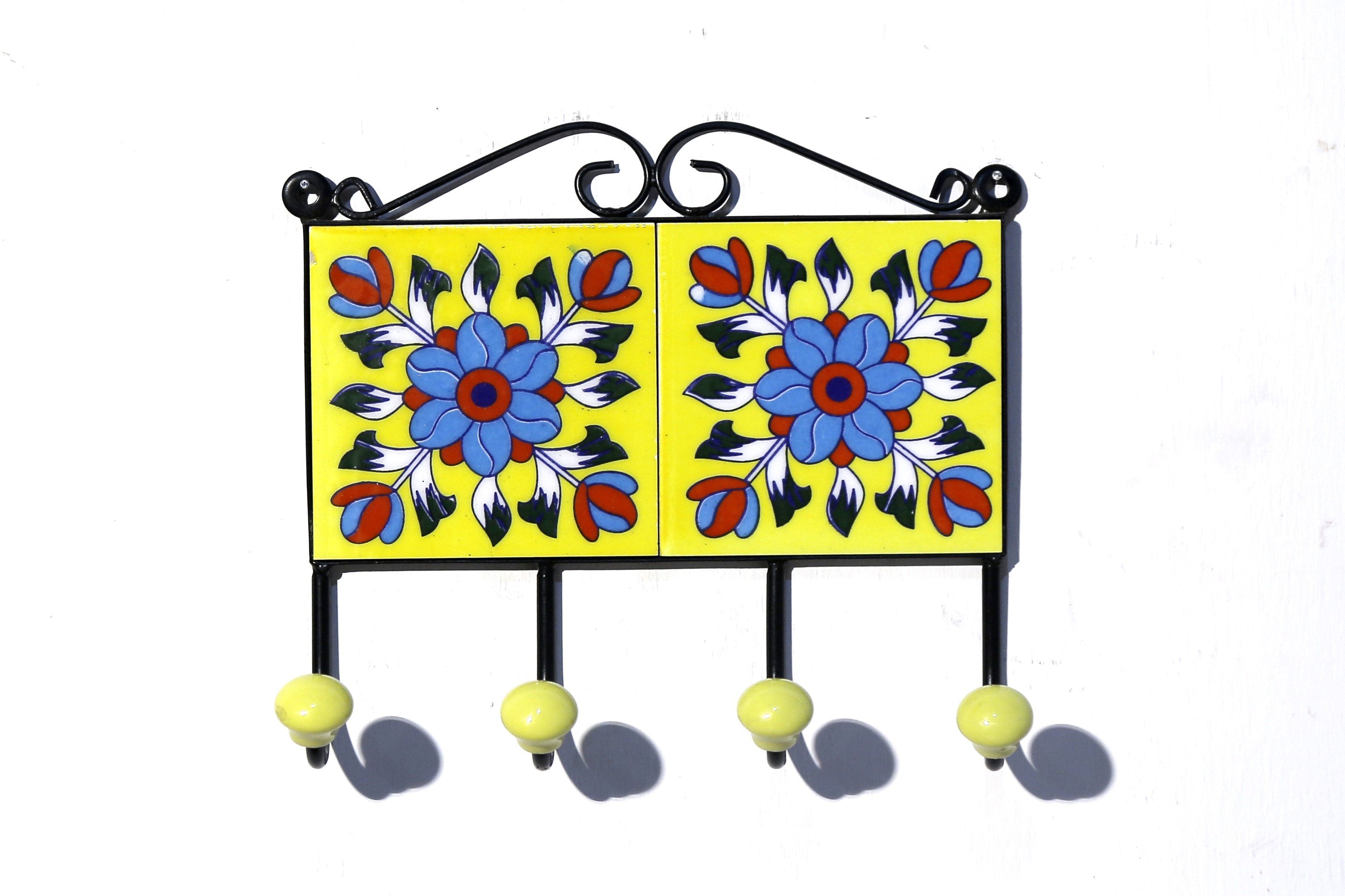 4 Hook Metallic Tile Hanger Pattern-18 Hook