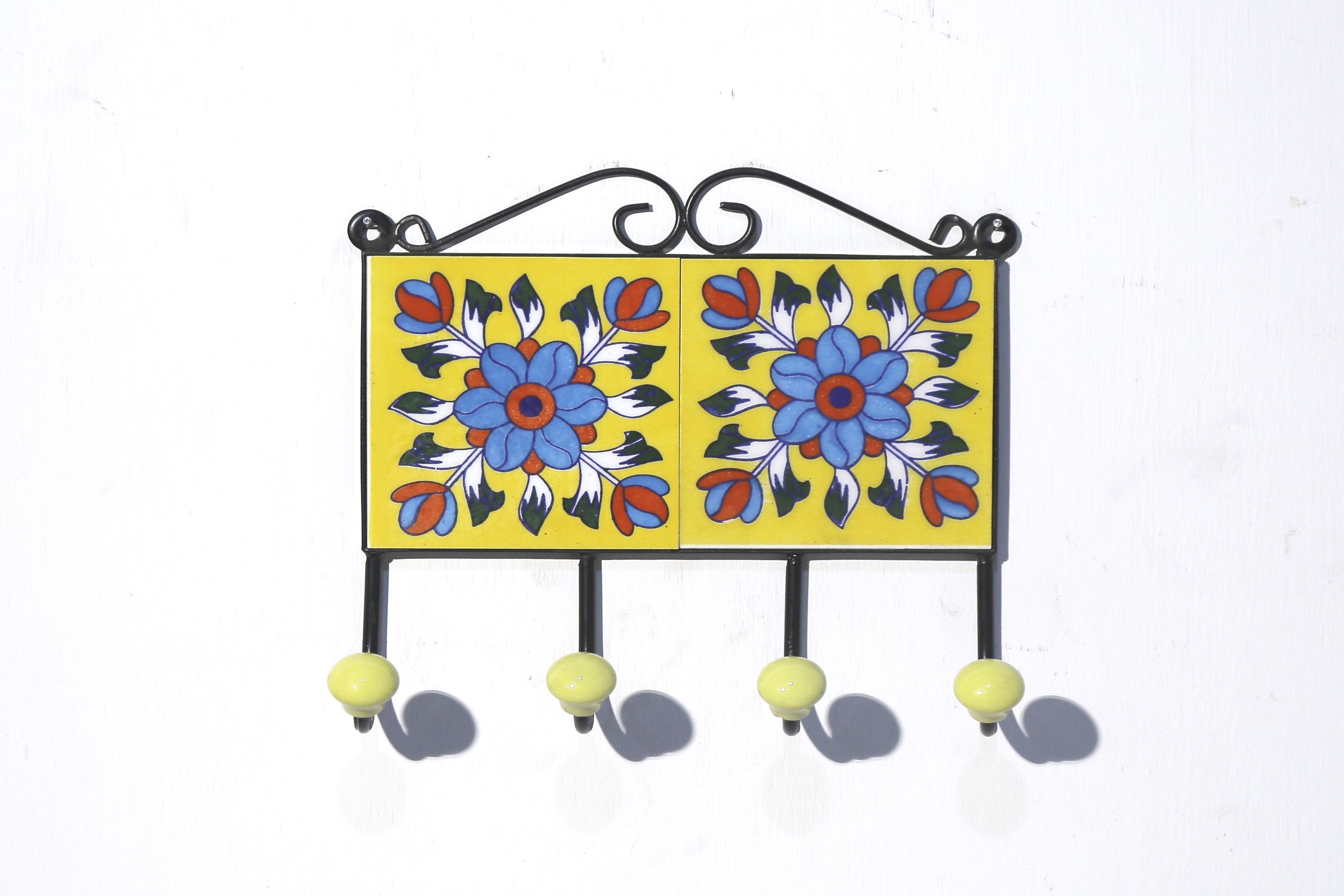 4 Hook Metallic Tile Hanger Pattern-9 Hook