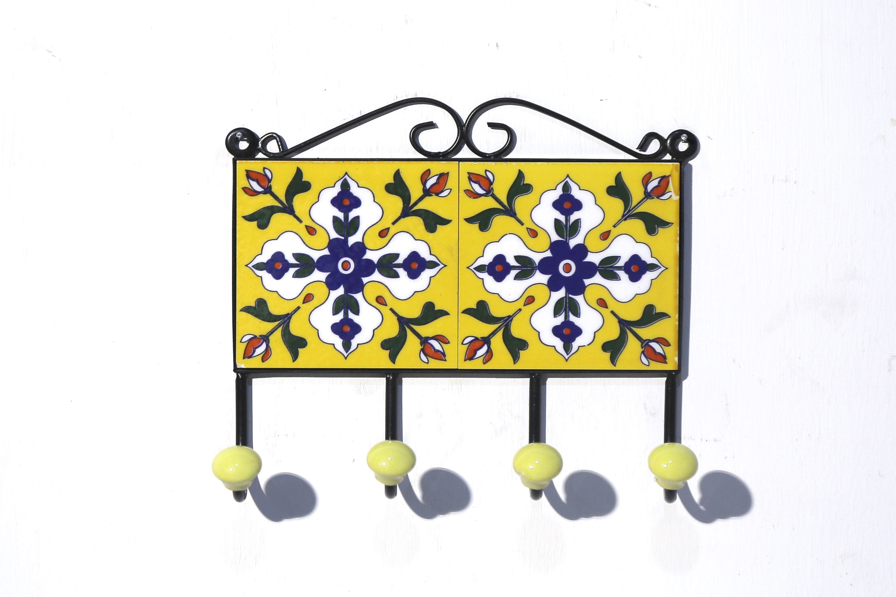 4 Hook Metallic Tile Hanger Pattern-10 Hook