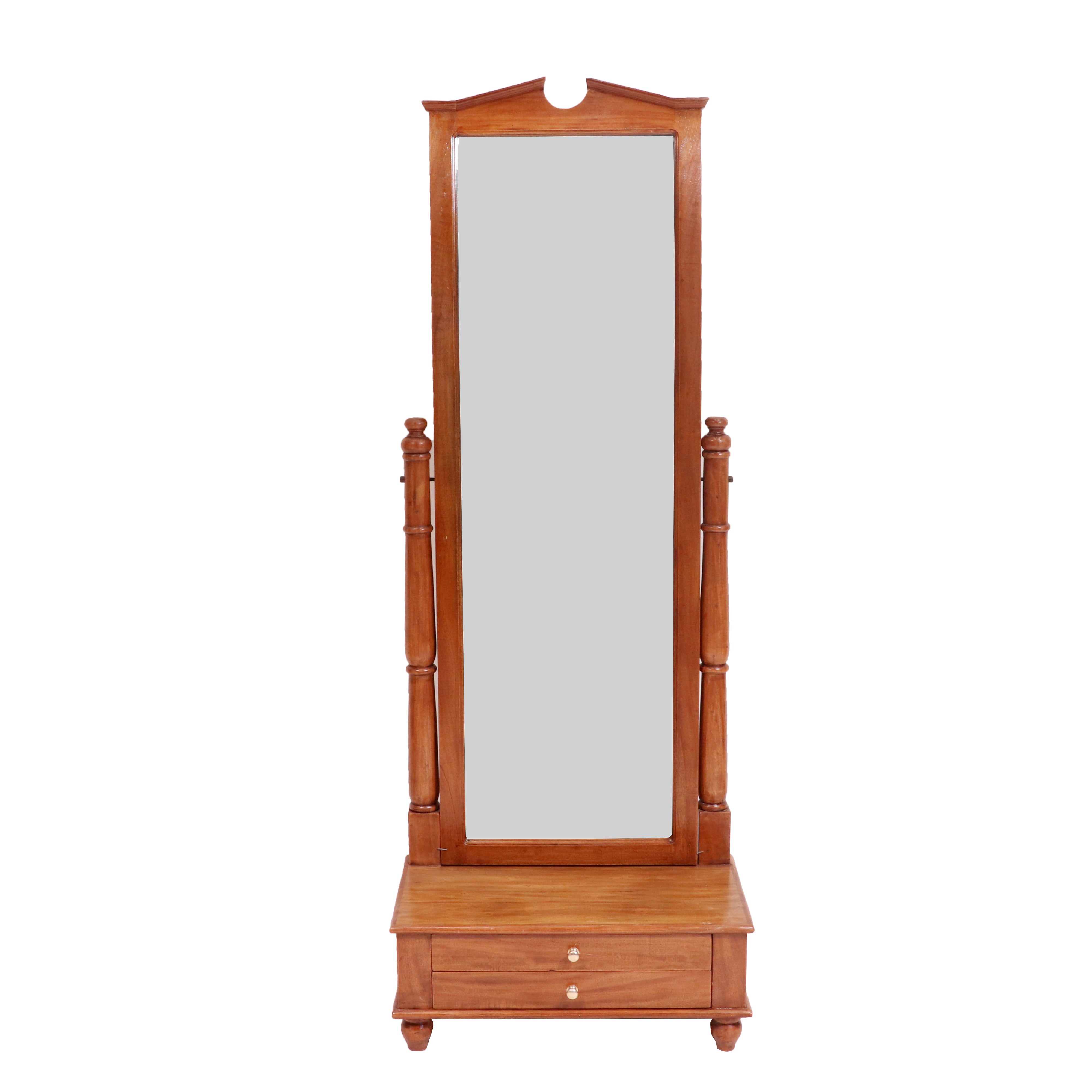 Compact teak wood revolving mirror stylish sleek dressing table Dressing Table