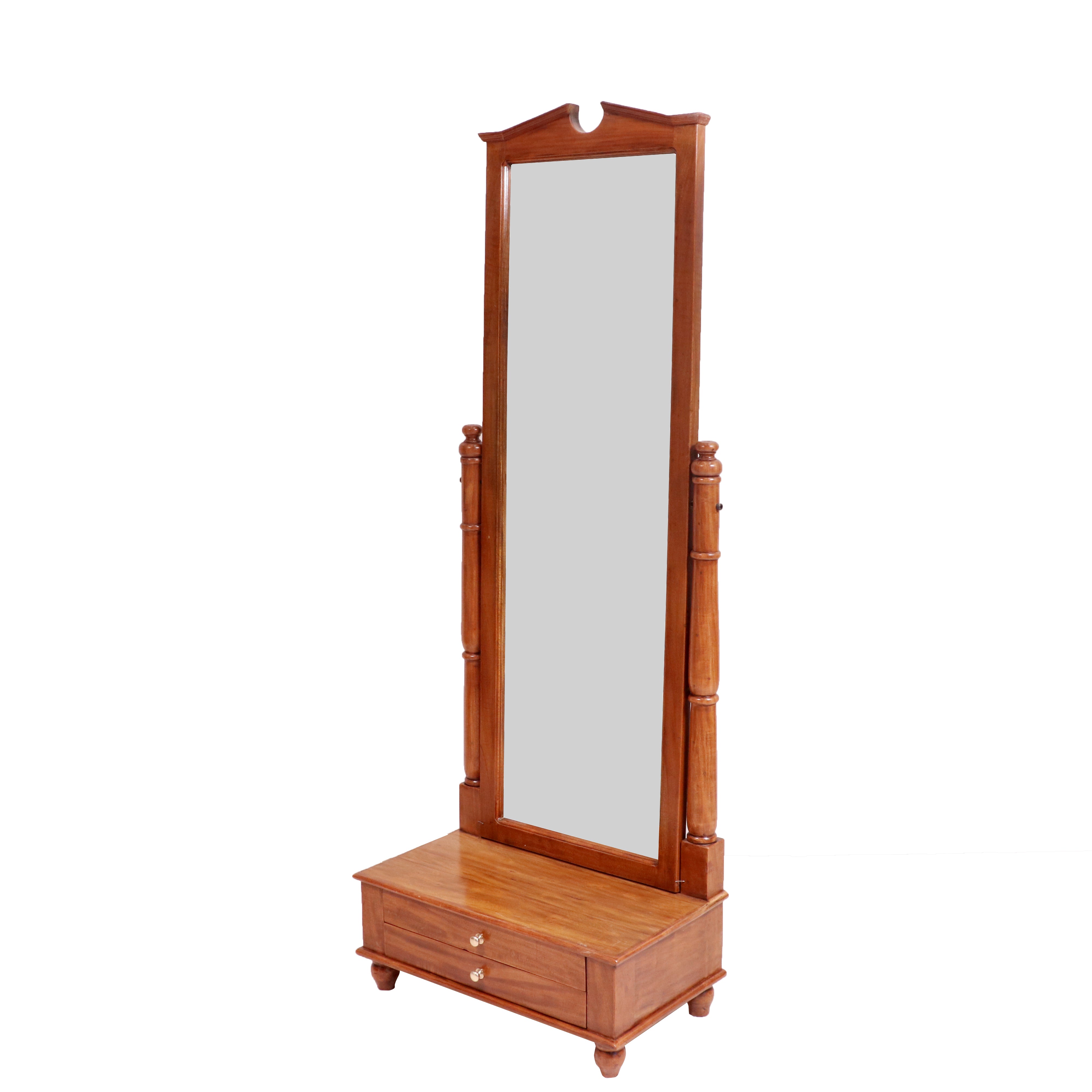 Compact teak wood revolving mirror stylish sleek dressing table Dressing Table