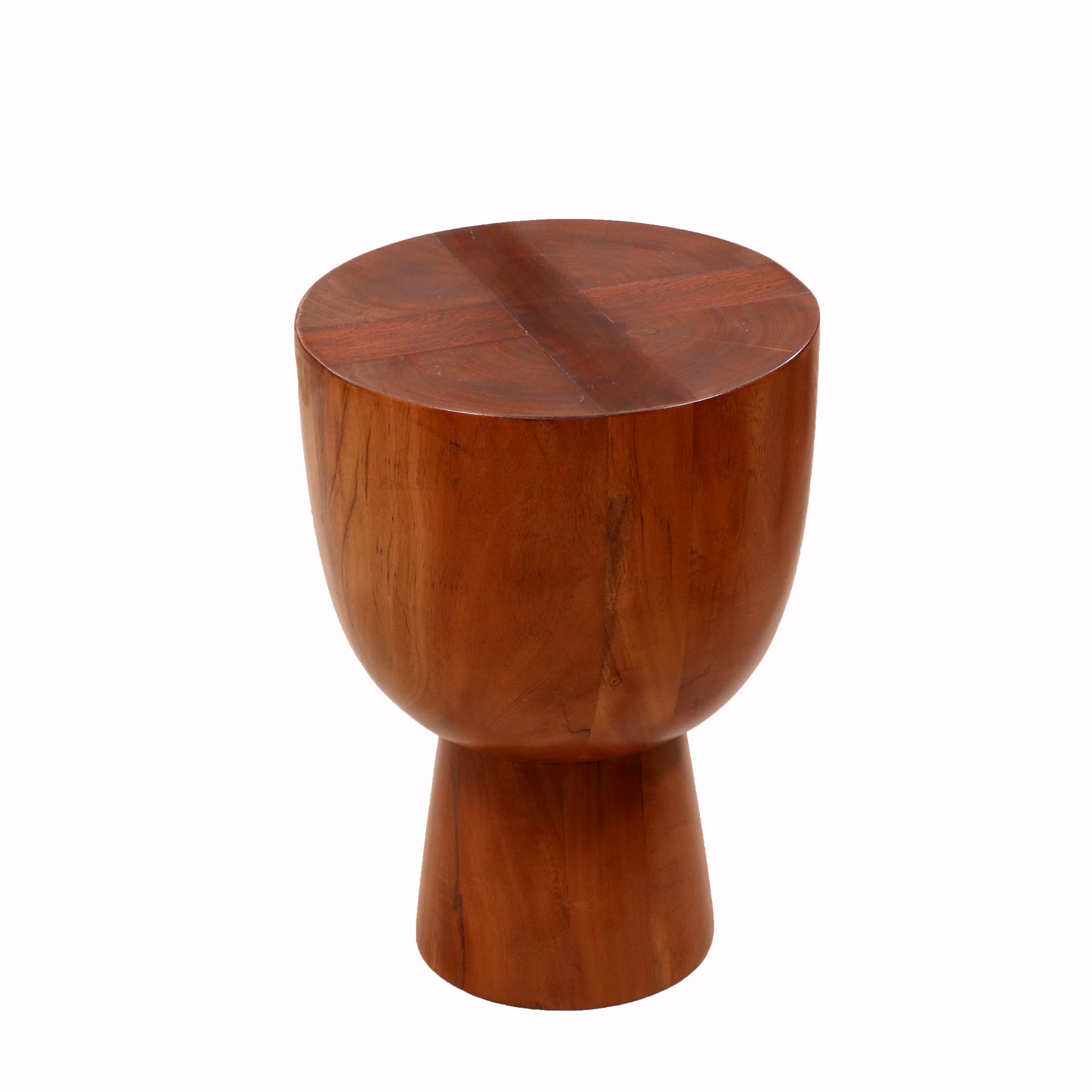 African drum-inspired Wooden Stool End Table