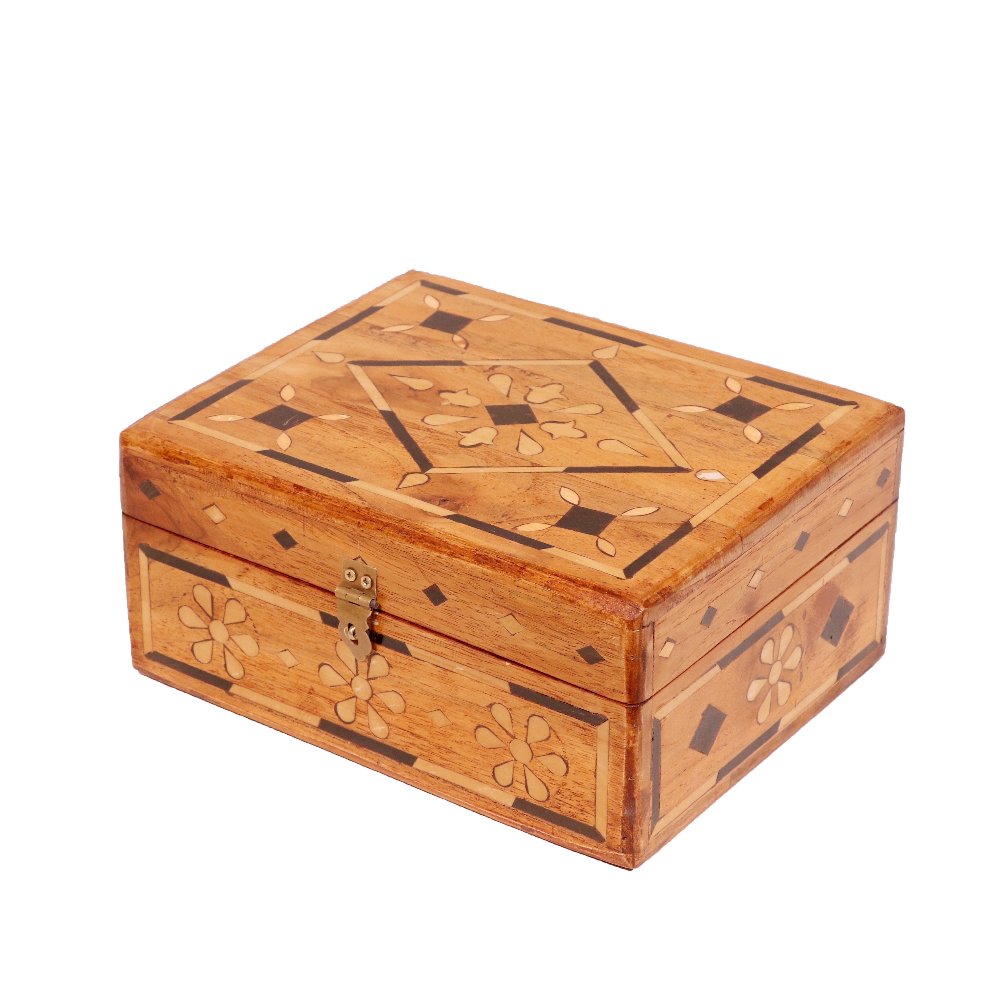 Vintage Flower Carved Style Handmade Wooden Multiple Storage Box Wooden Box