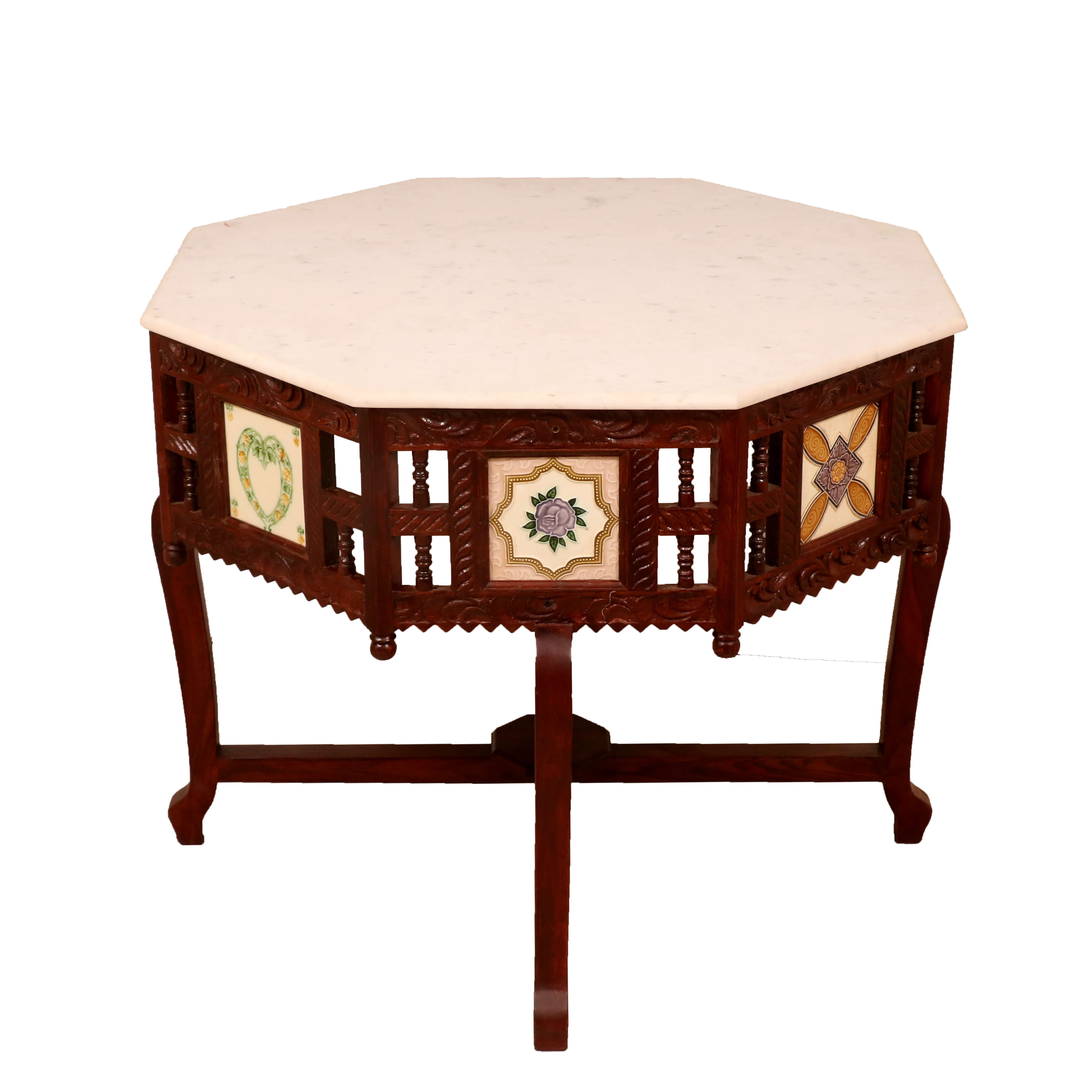 White Round Table End Table