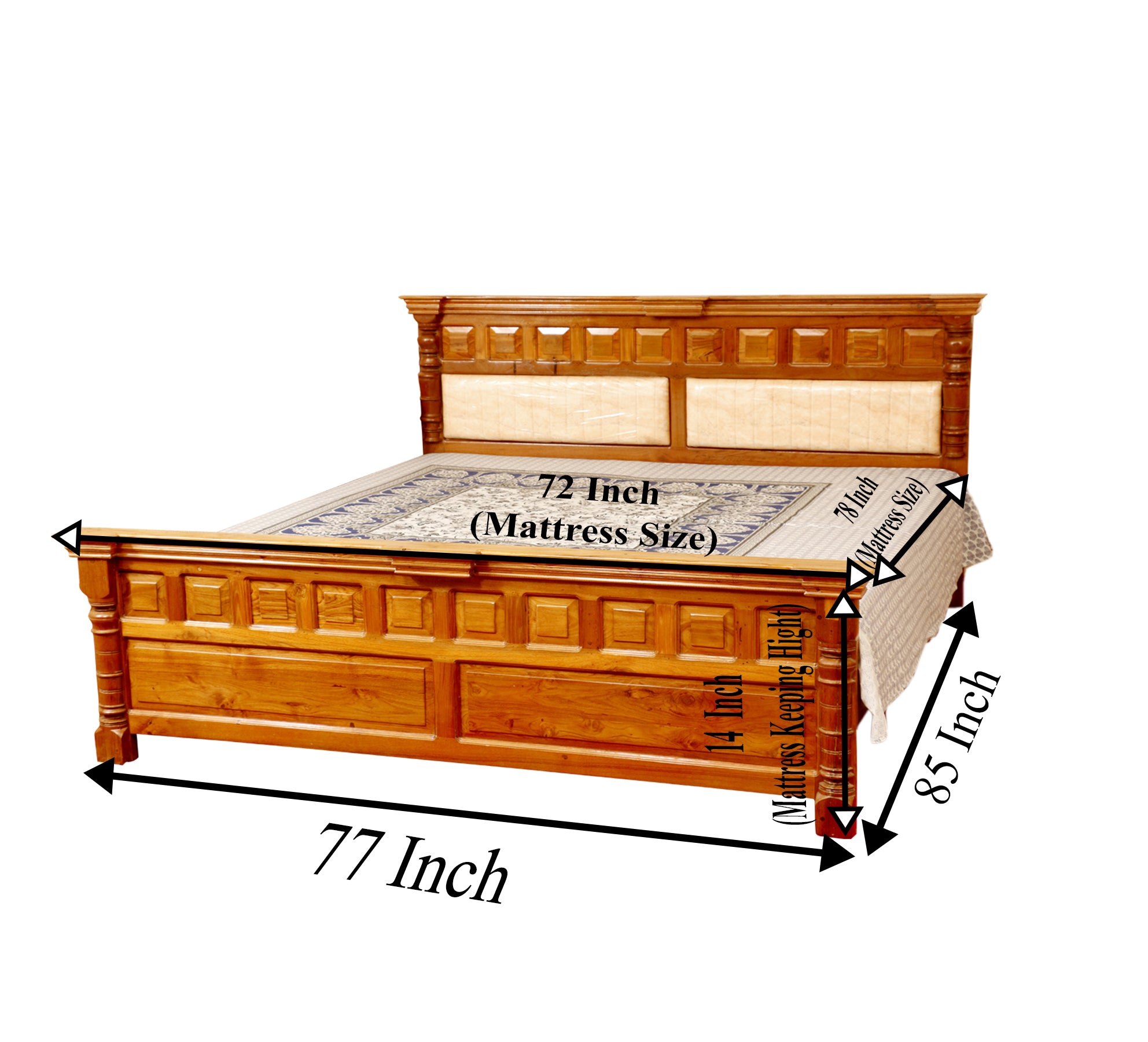 Teak Wood Bed in Light Brown Finish Bed