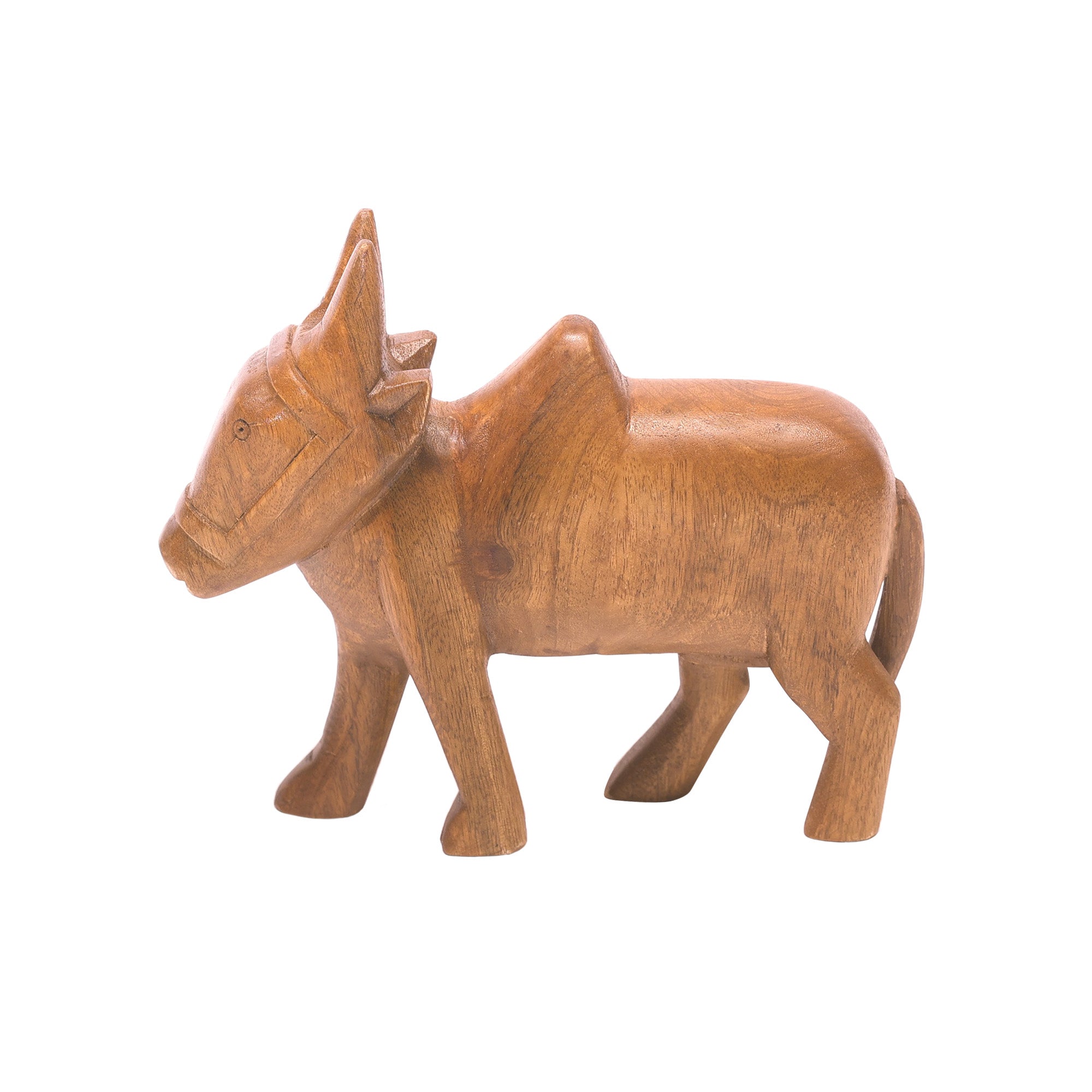 Wooden Detailed Cow Showpiece Animal Figurine