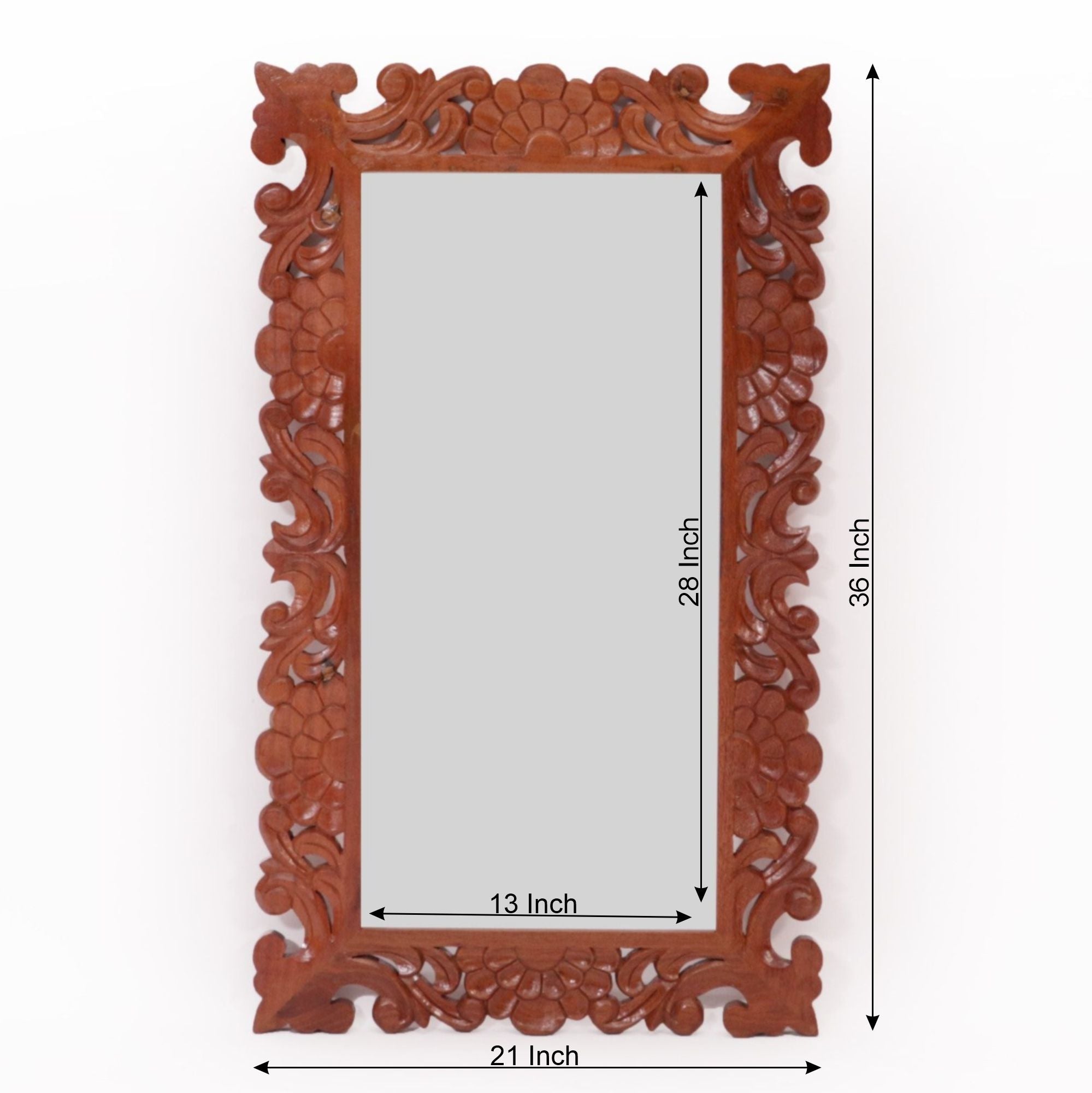 Flower Petal Carved wooden Mirror Mirror