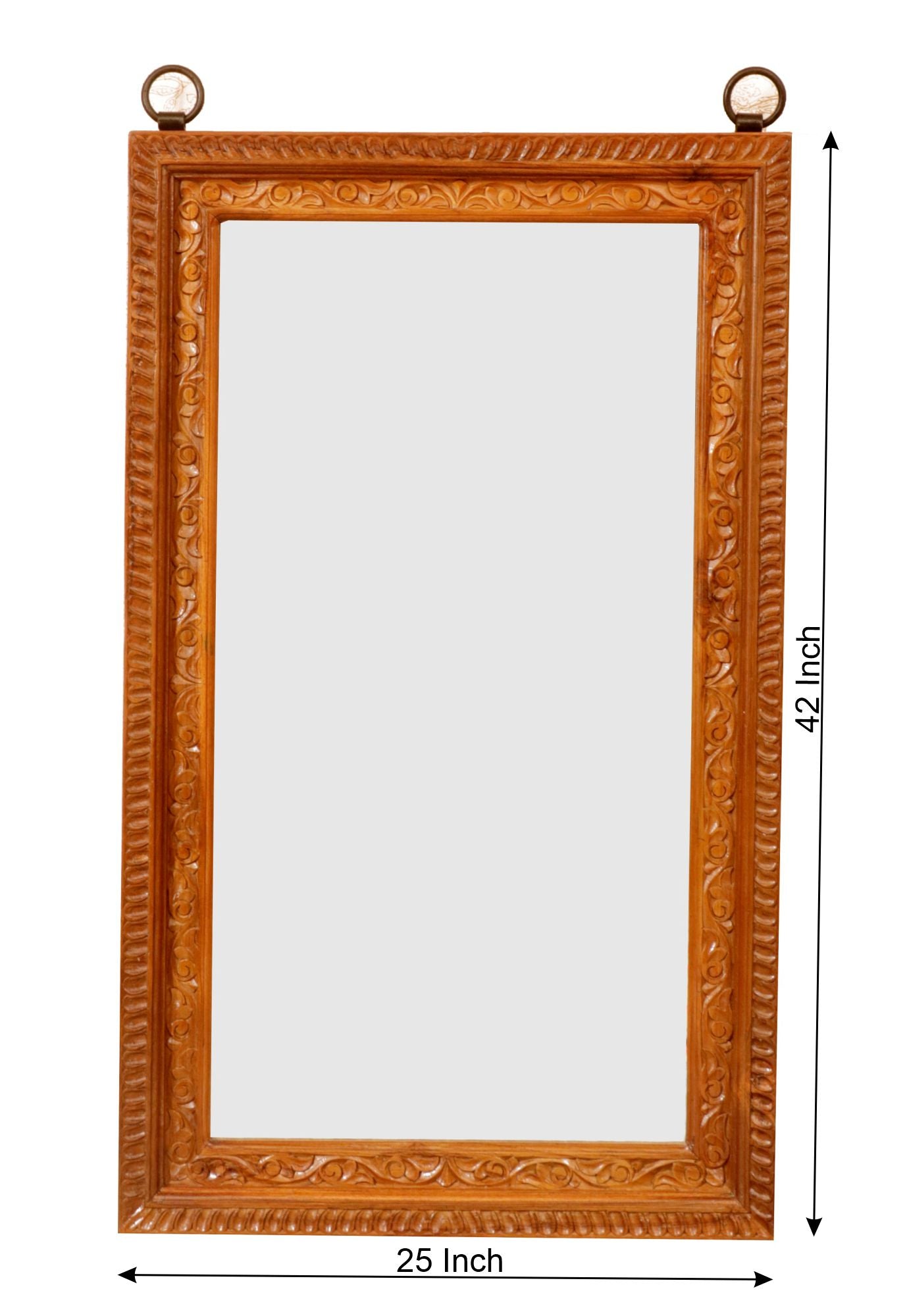 Solid Teak leafy pattern boundary Mirror Mirror