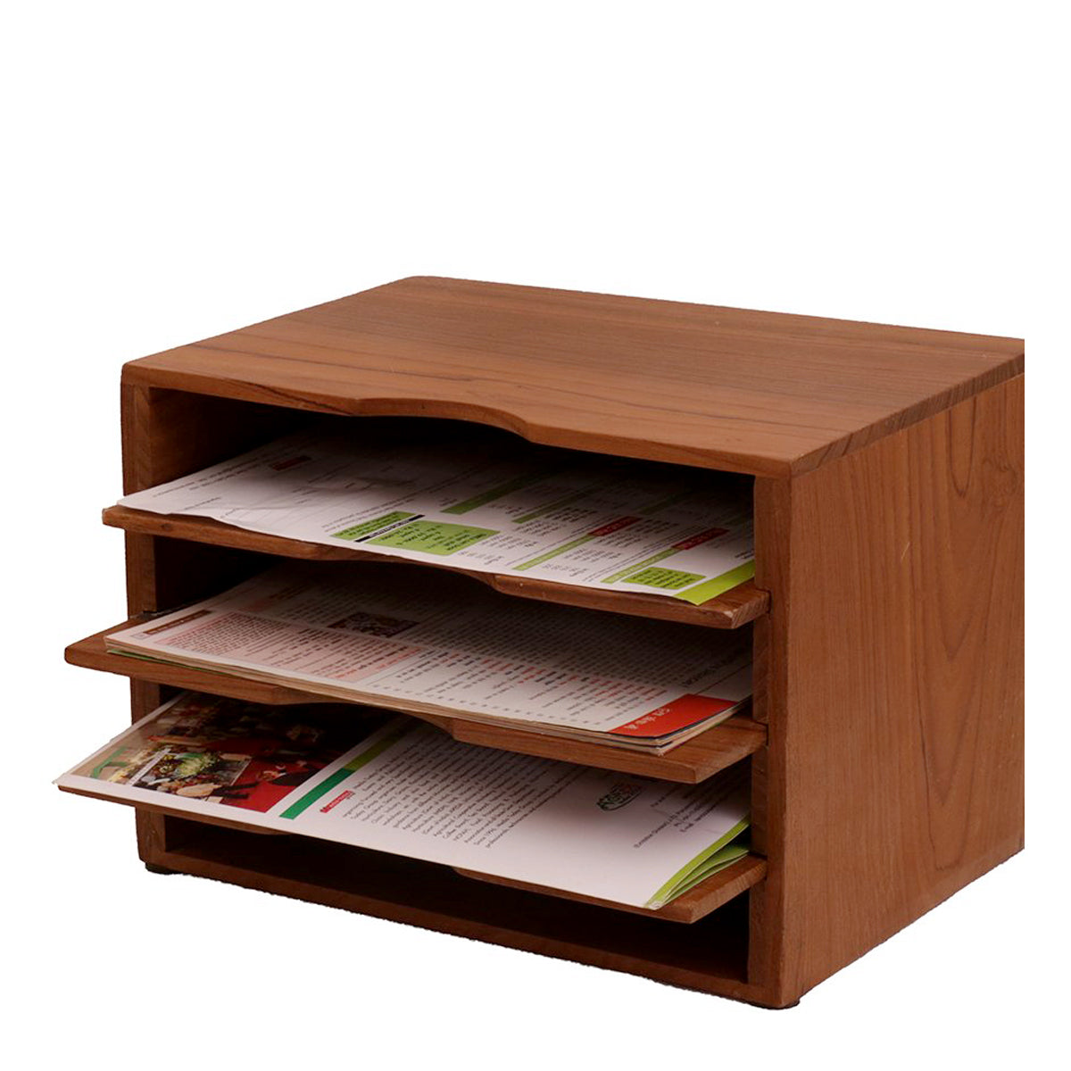 Horizontal Wooden Paper Rack (Natural Tone) Desk Organizer