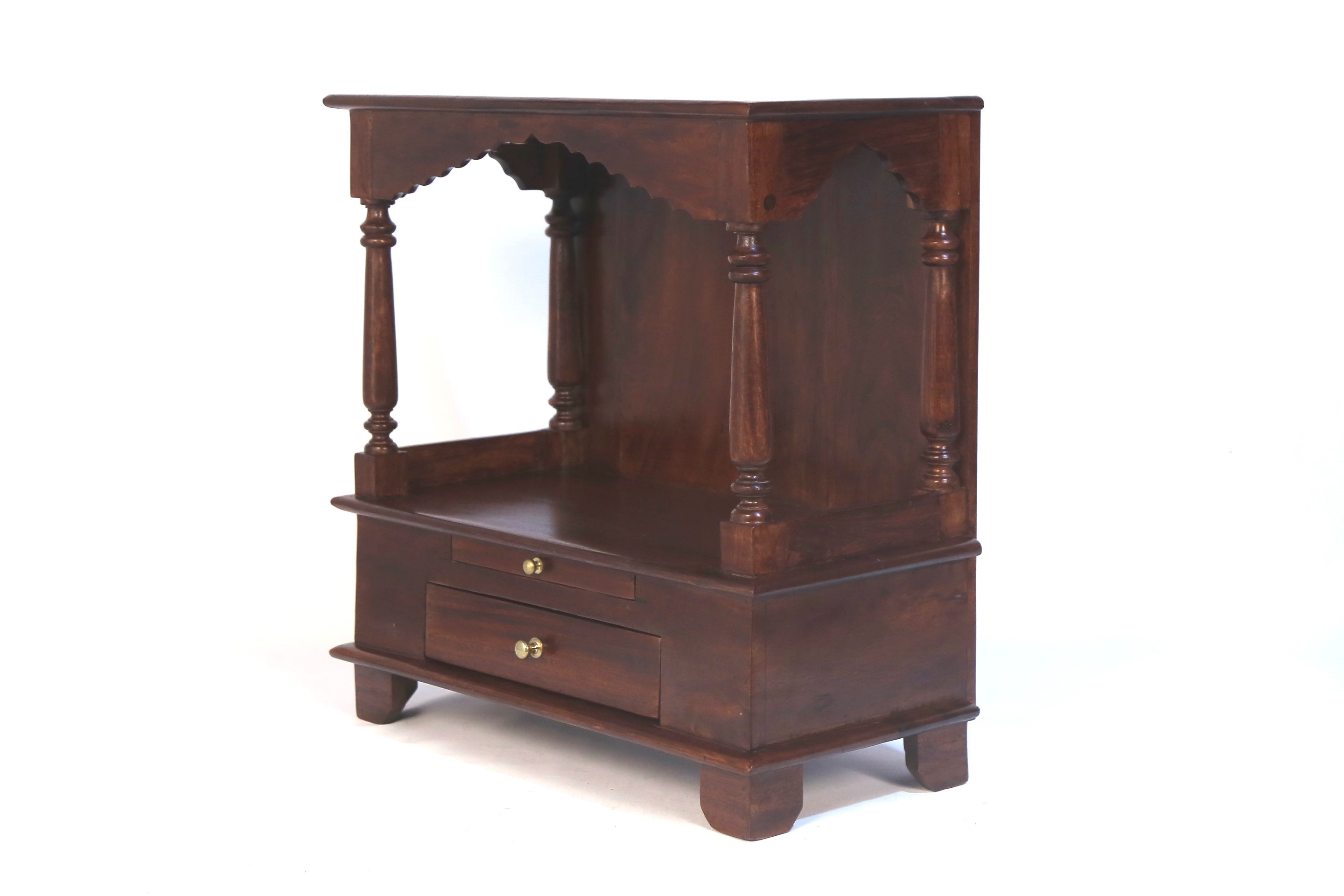 Solid Carved Wooden Temple Red Tone Finish Temple