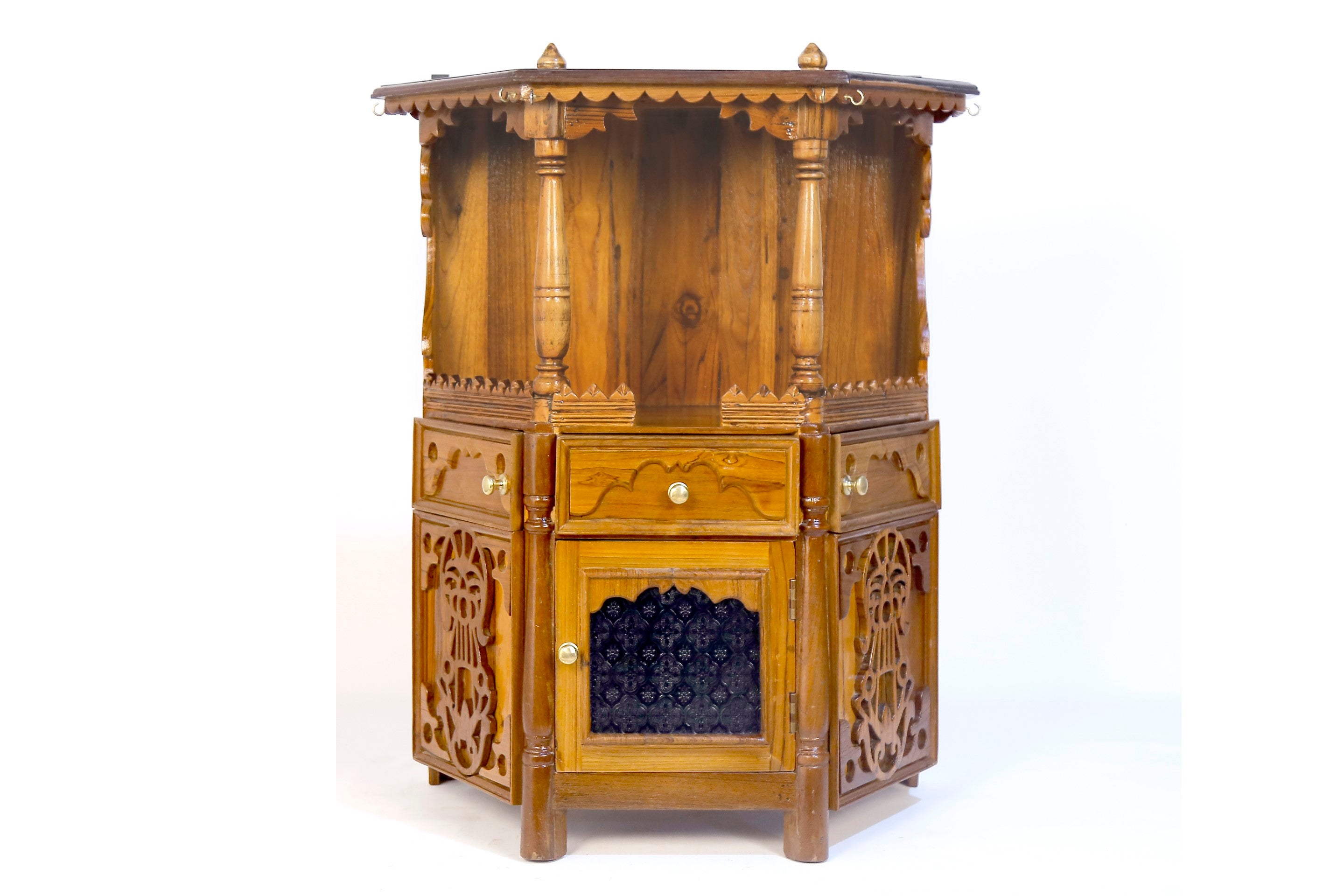 Intricately Carved Temple-style Cabinet Temple