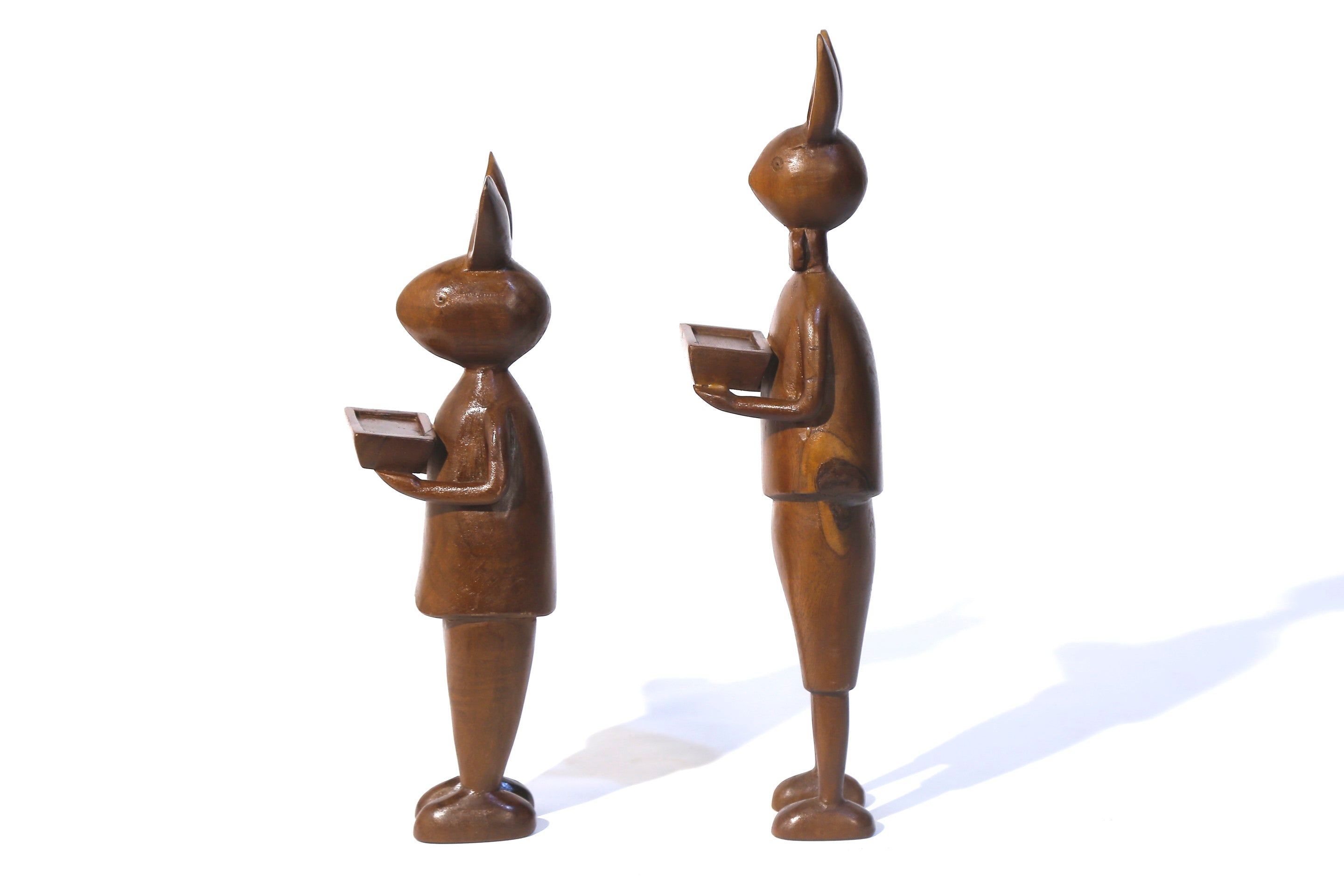 Wooden Scholar Rabbit Figurine Animal Figurine