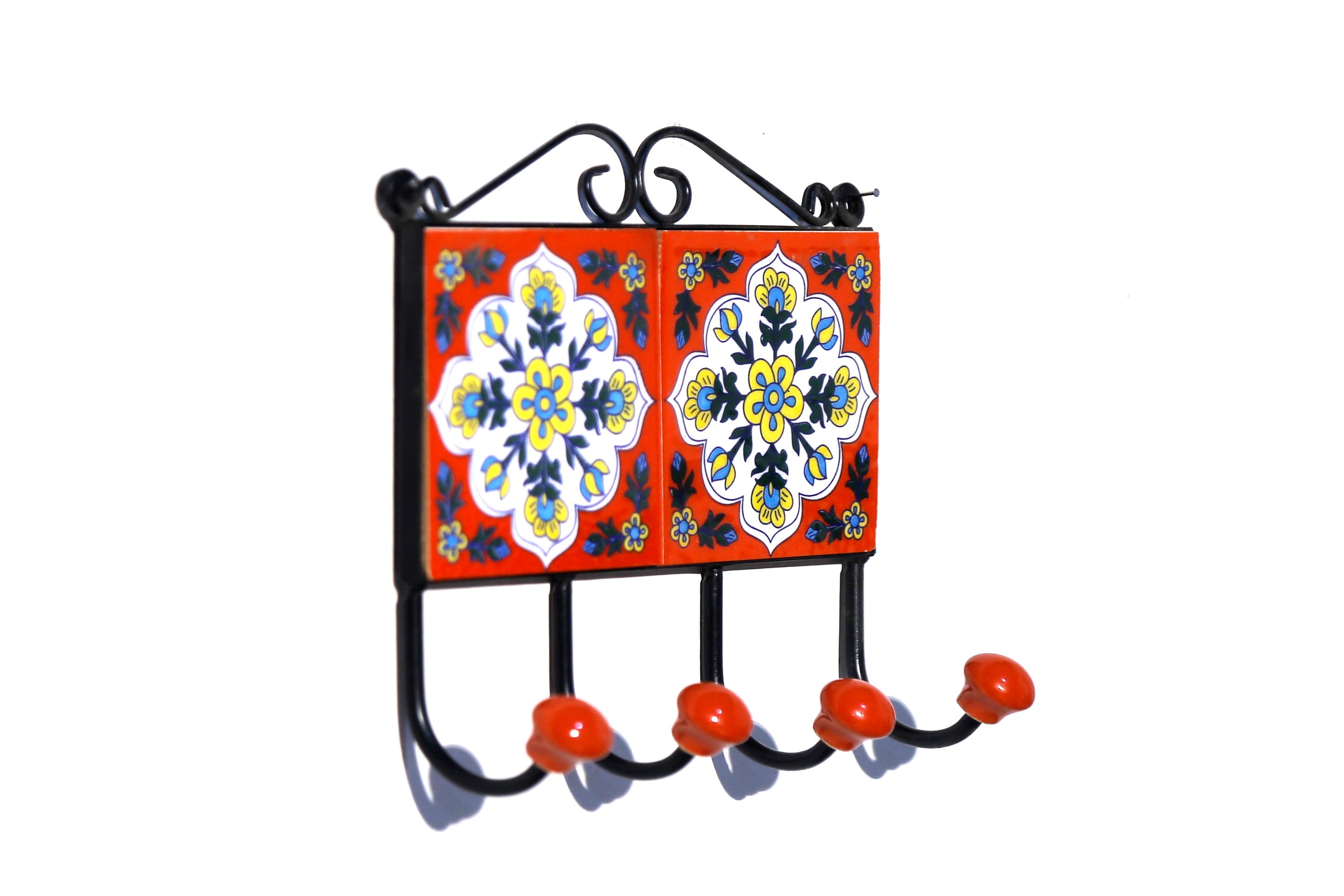 4 Hook Metallic Tile Hanger Pattern-20 Hook